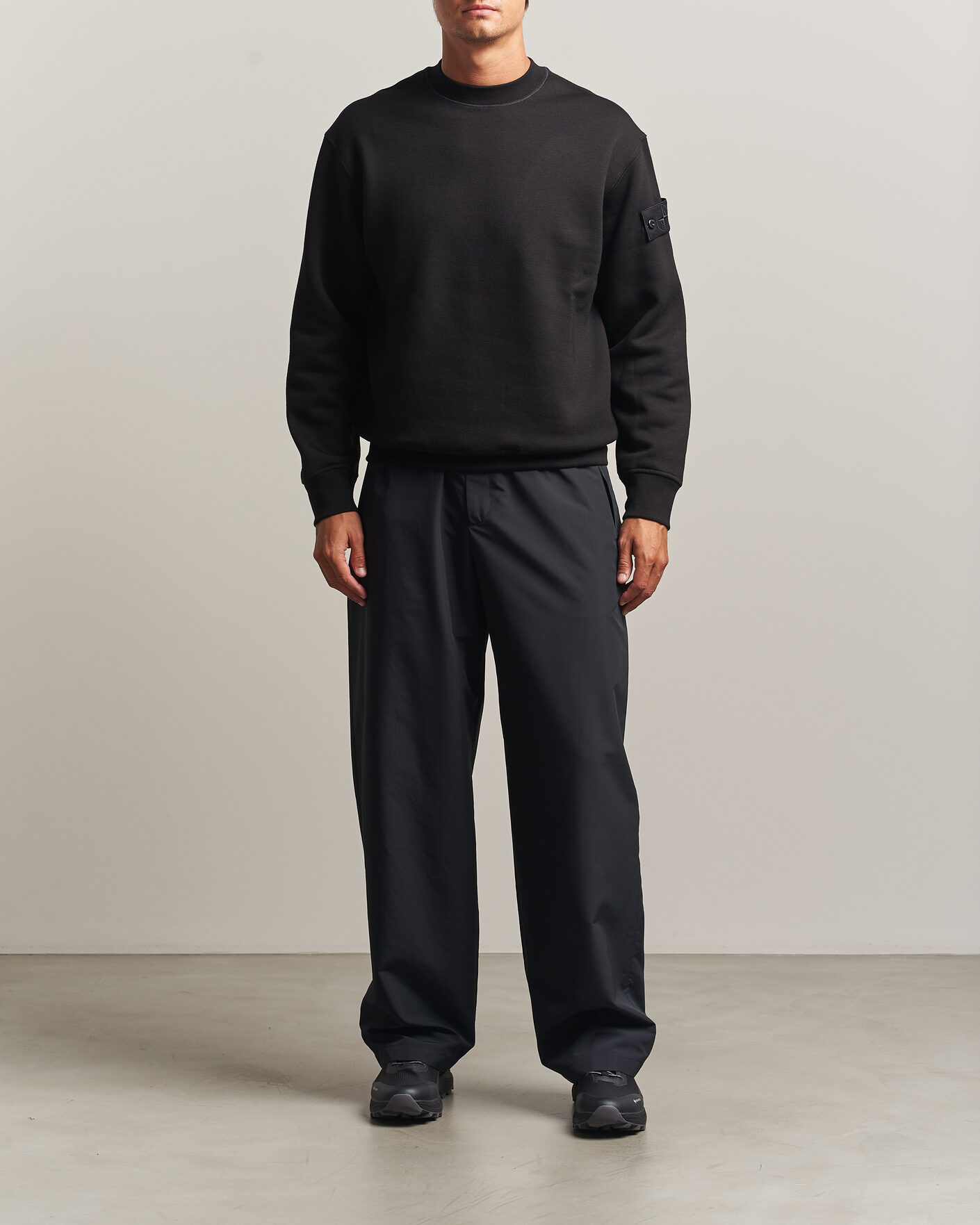 Hombres | Jerséis y prendas de punto | Stone Island | Ghost Cotton/Wool Fleece Sweatshirt Black