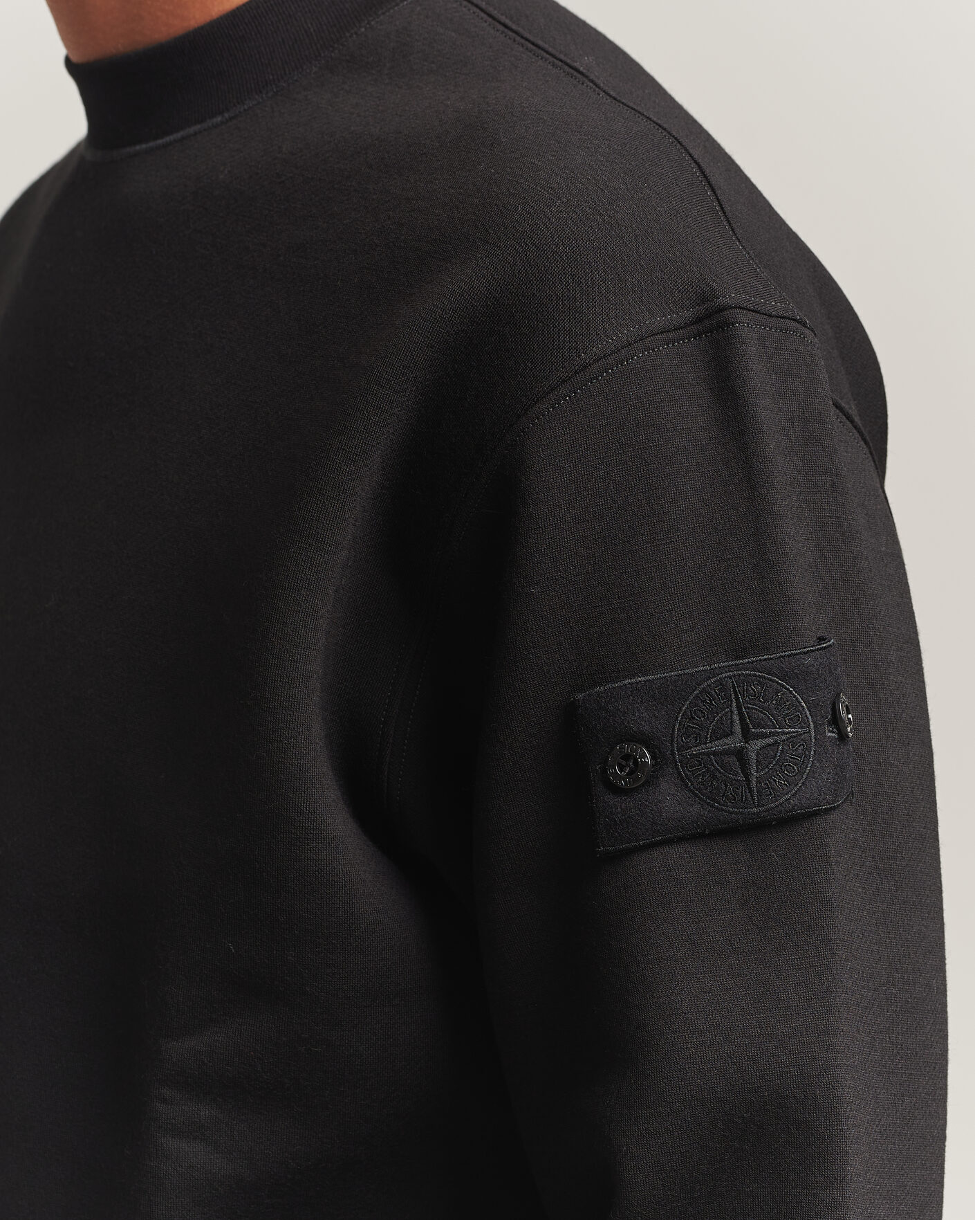 Hombres | Jerséis y prendas de punto | Stone Island | Ghost Cotton/Wool Fleece Sweatshirt Black