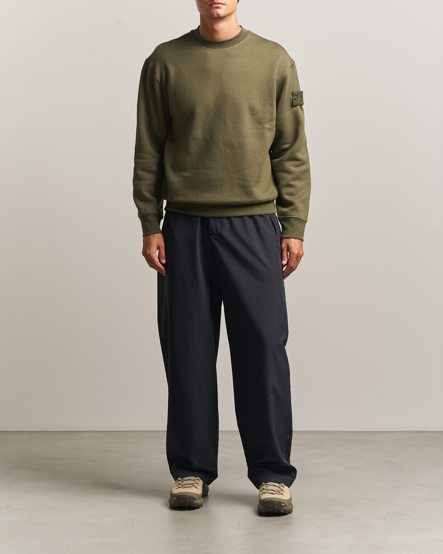 Hombres | Jerséis y prendas de punto | Stone Island | Ghost Cotton/Wool Fleece Sweatshirt Miltary Green