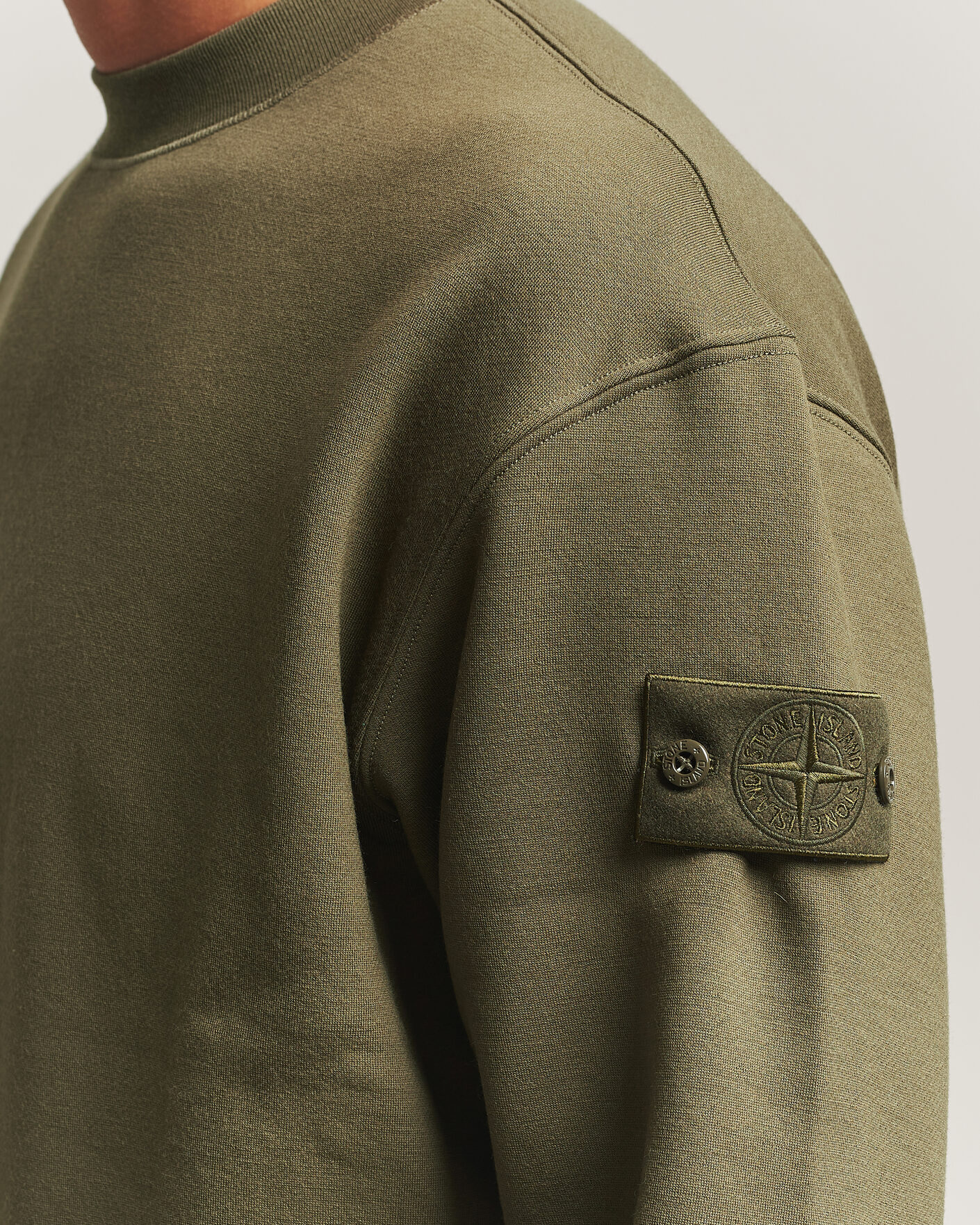 Hombres | Jerséis y prendas de punto | Stone Island | Ghost Cotton/Wool Fleece Sweatshirt Miltary Green