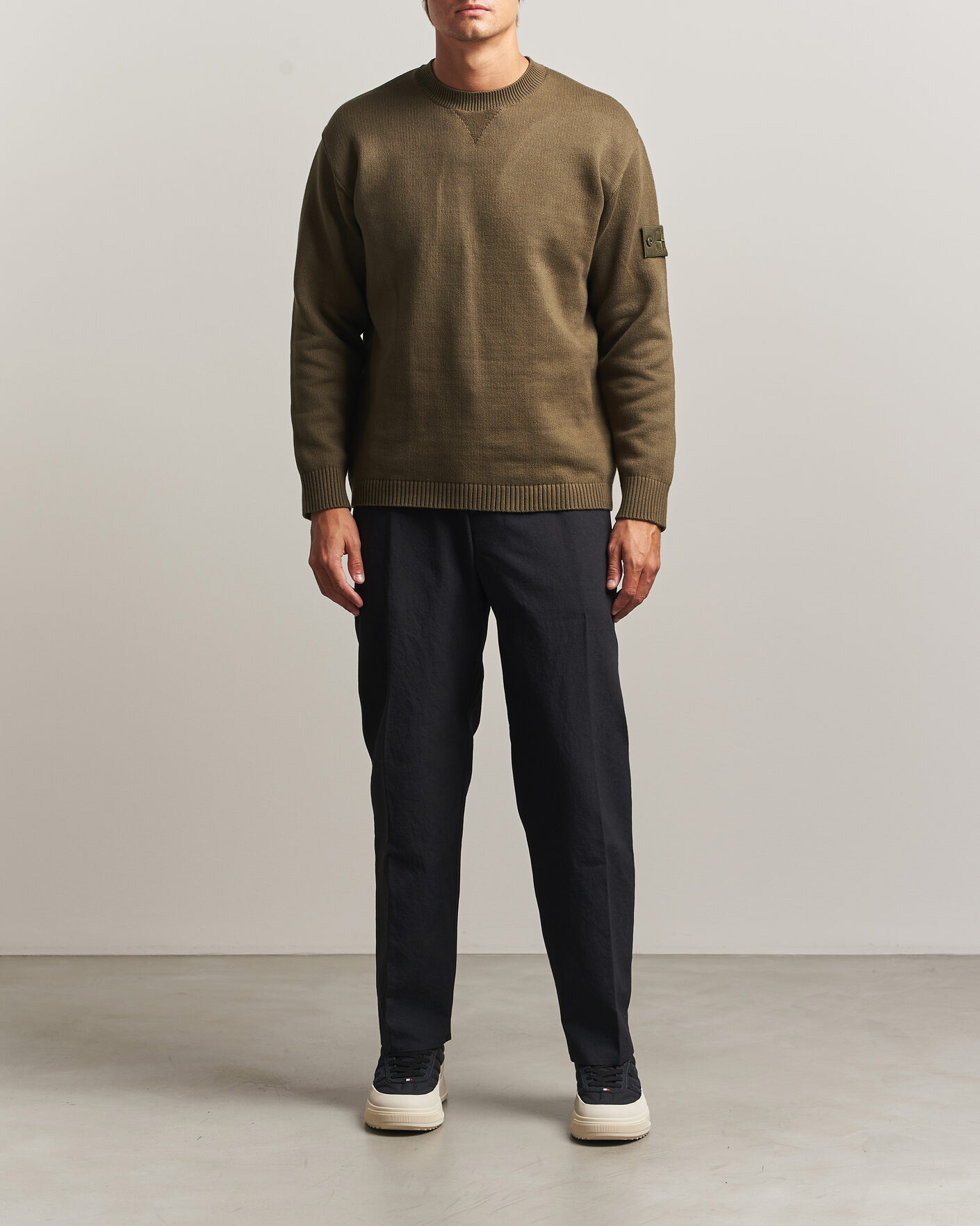 Hombres | Jerséis y prendas de punto | Stone Island | Ghost Plush Stitch Winter Cotton Sweat Miltary Green