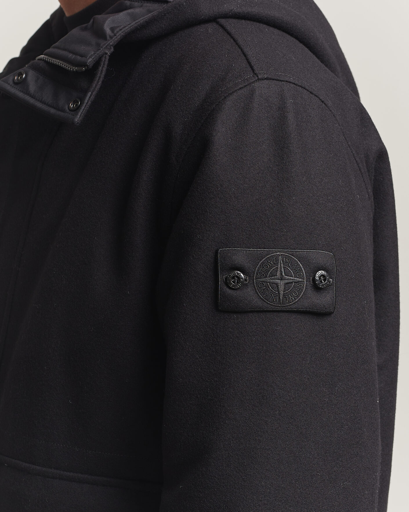 Hombres | Abrigos y chaquetas | Stone Island | Ghost Wool/Nylon Flannel Short Parka Black