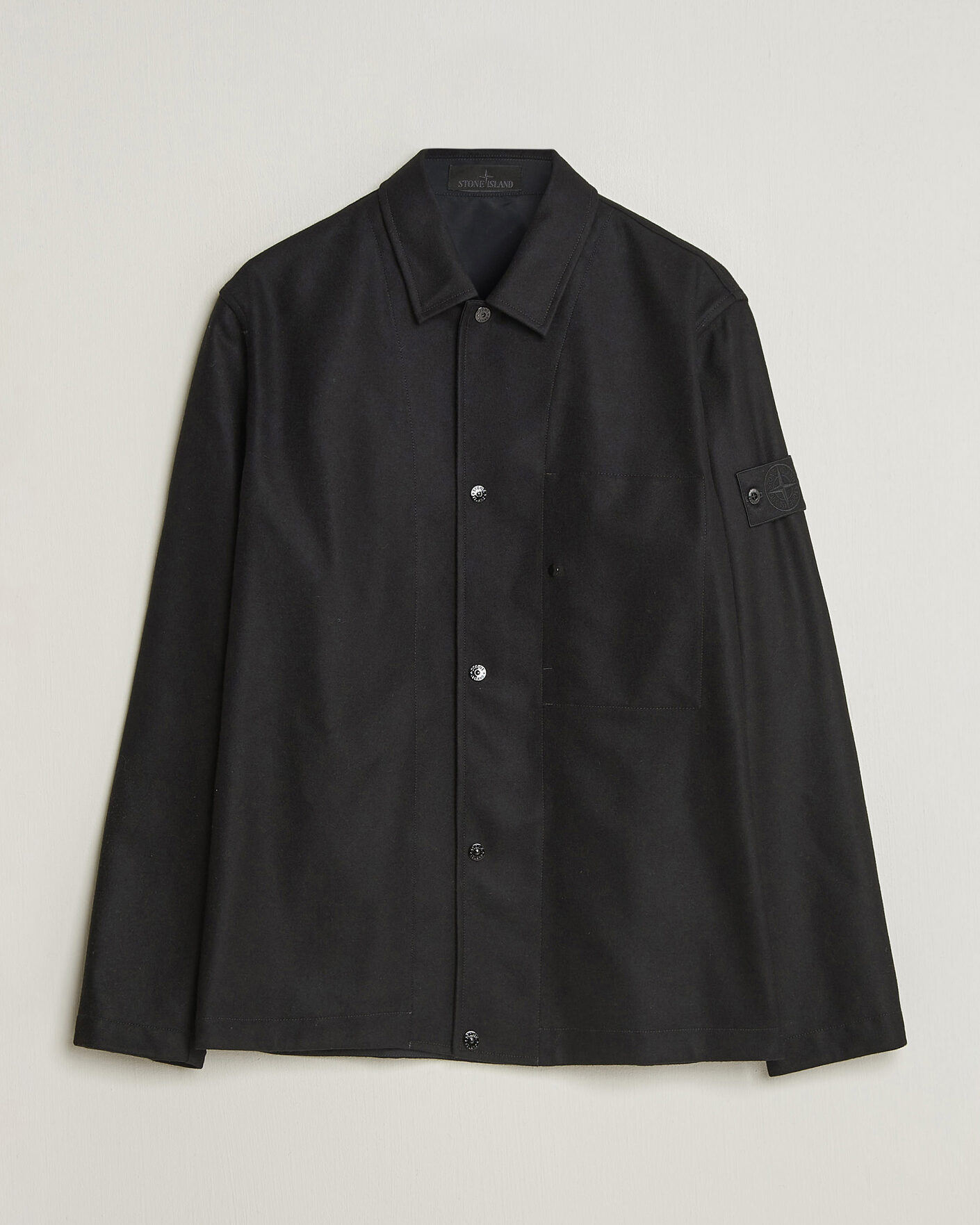 Hombres | Camisas | Stone Island | Ghost Wool/Nylon Flannel Overshirt Black