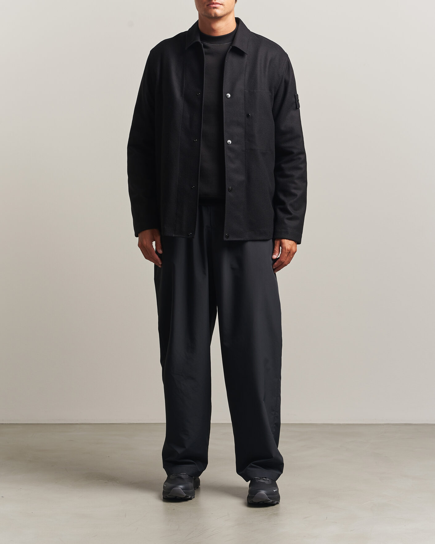 Hombres | Camisas | Stone Island | Ghost Wool/Nylon Flannel Overshirt Black