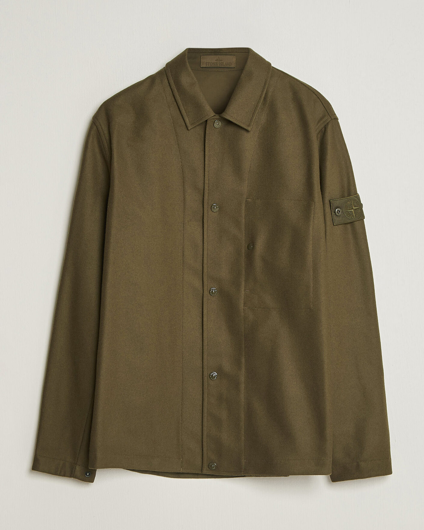 Hombres | Camisas | Stone Island | Ghost Wool/Nylon Flannel Overshirt Miltary Green