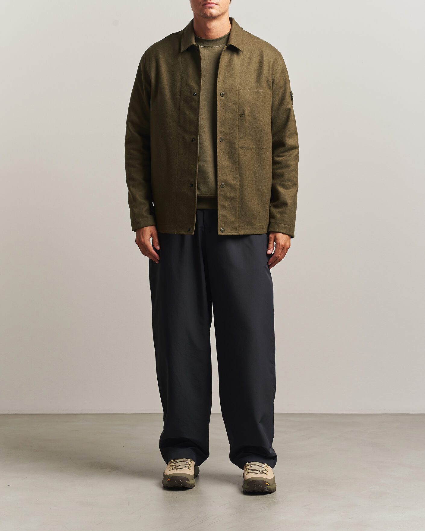Hombres | Camisas | Stone Island | Ghost Wool/Nylon Flannel Overshirt Miltary Green