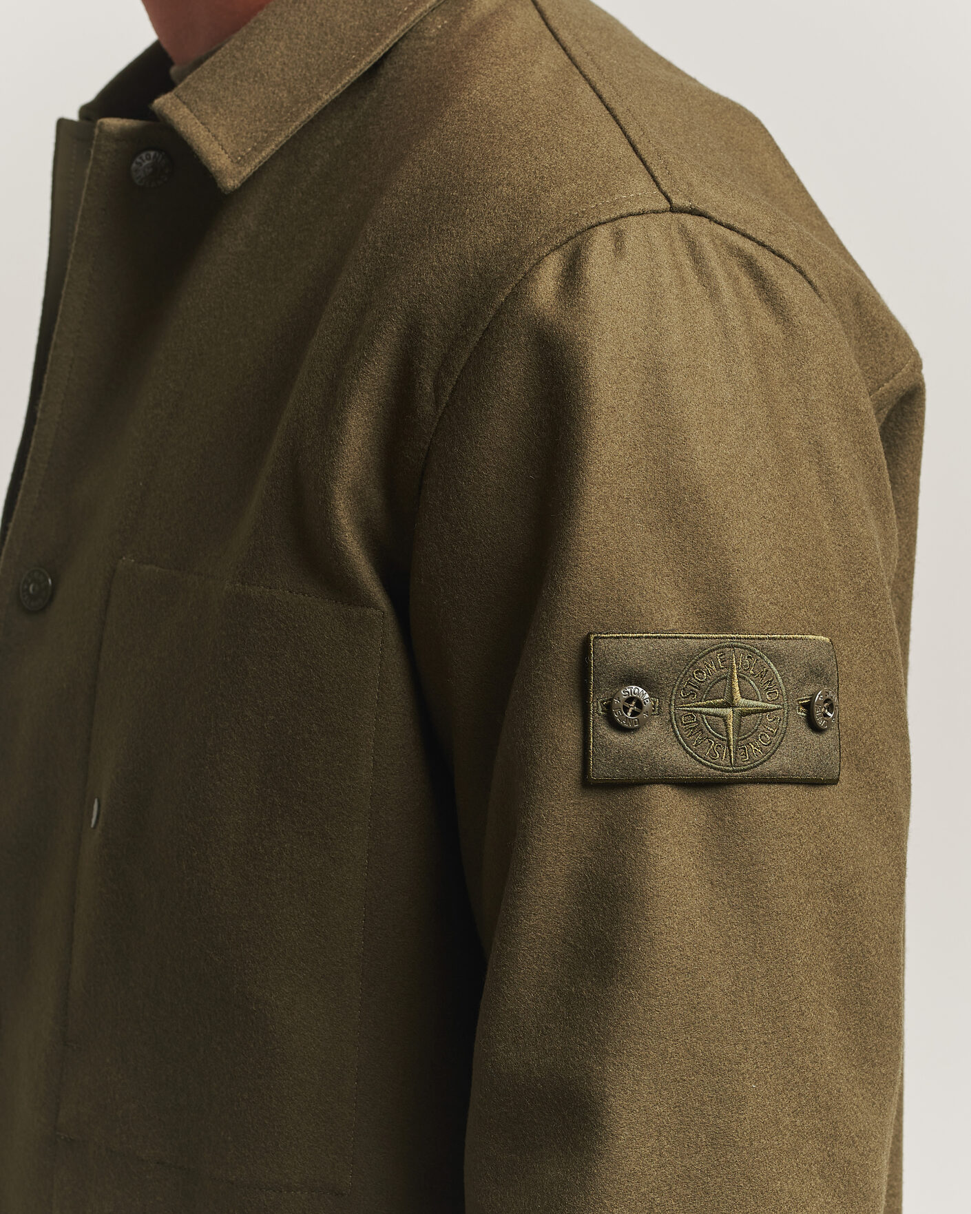 Hombres | Camisas | Stone Island | Ghost Wool/Nylon Flannel Overshirt Miltary Green