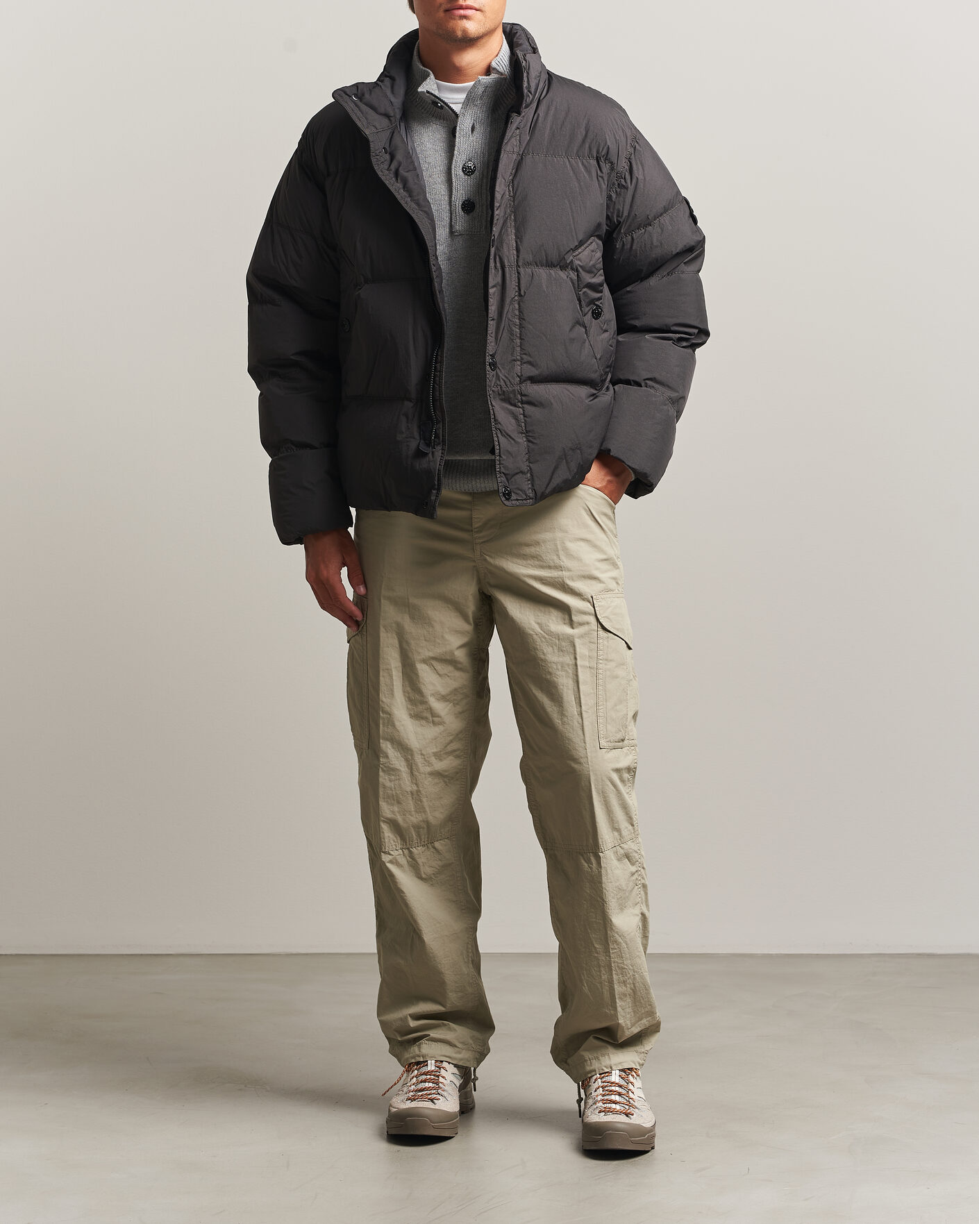 Hombres | Abrigos y chaquetas | Stone Island | Crinkle Reps Padded Down Jacket Lead Grey