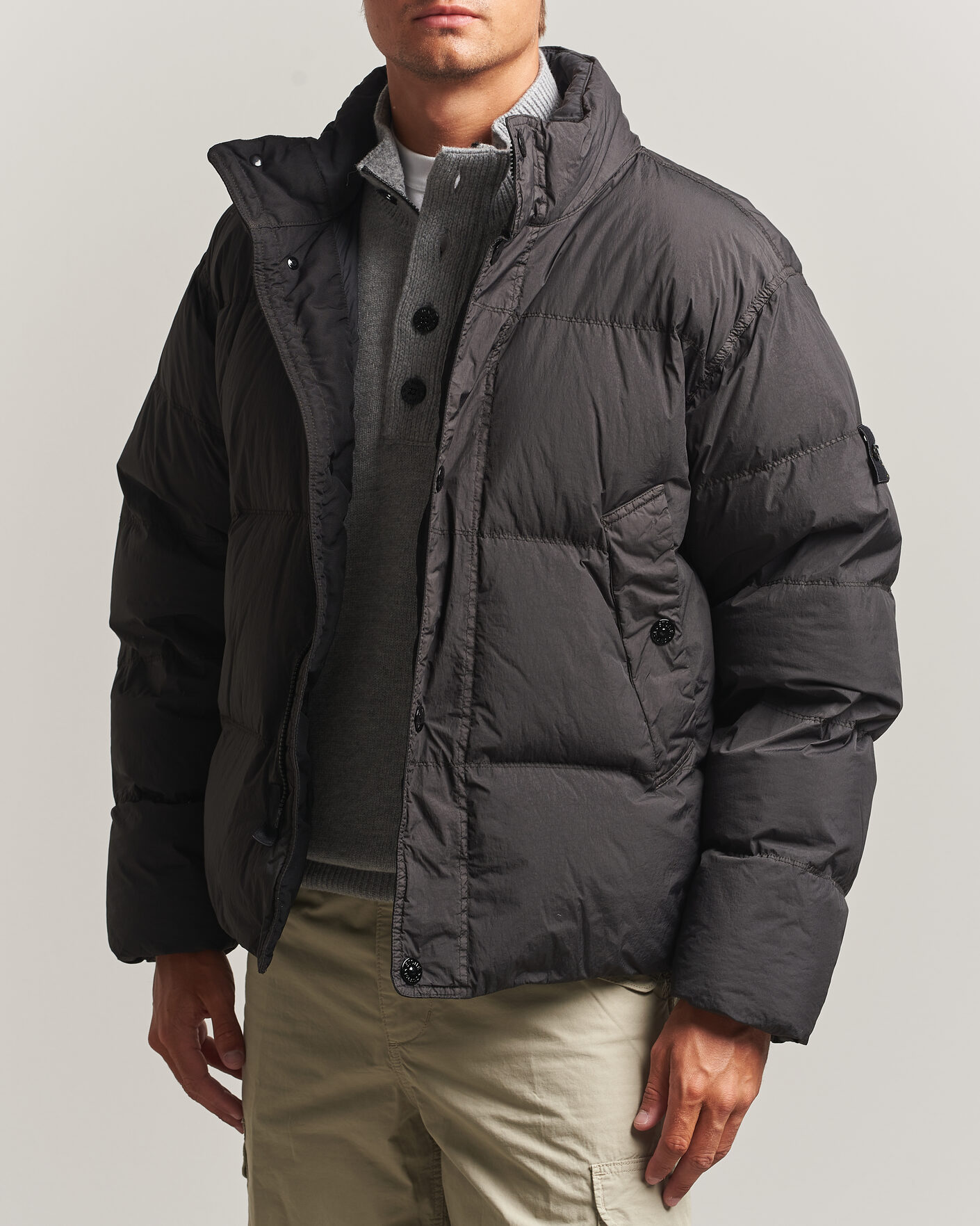 Hombres | Abrigos y chaquetas | Stone Island | Crinkle Reps Padded Down Jacket Lead Grey