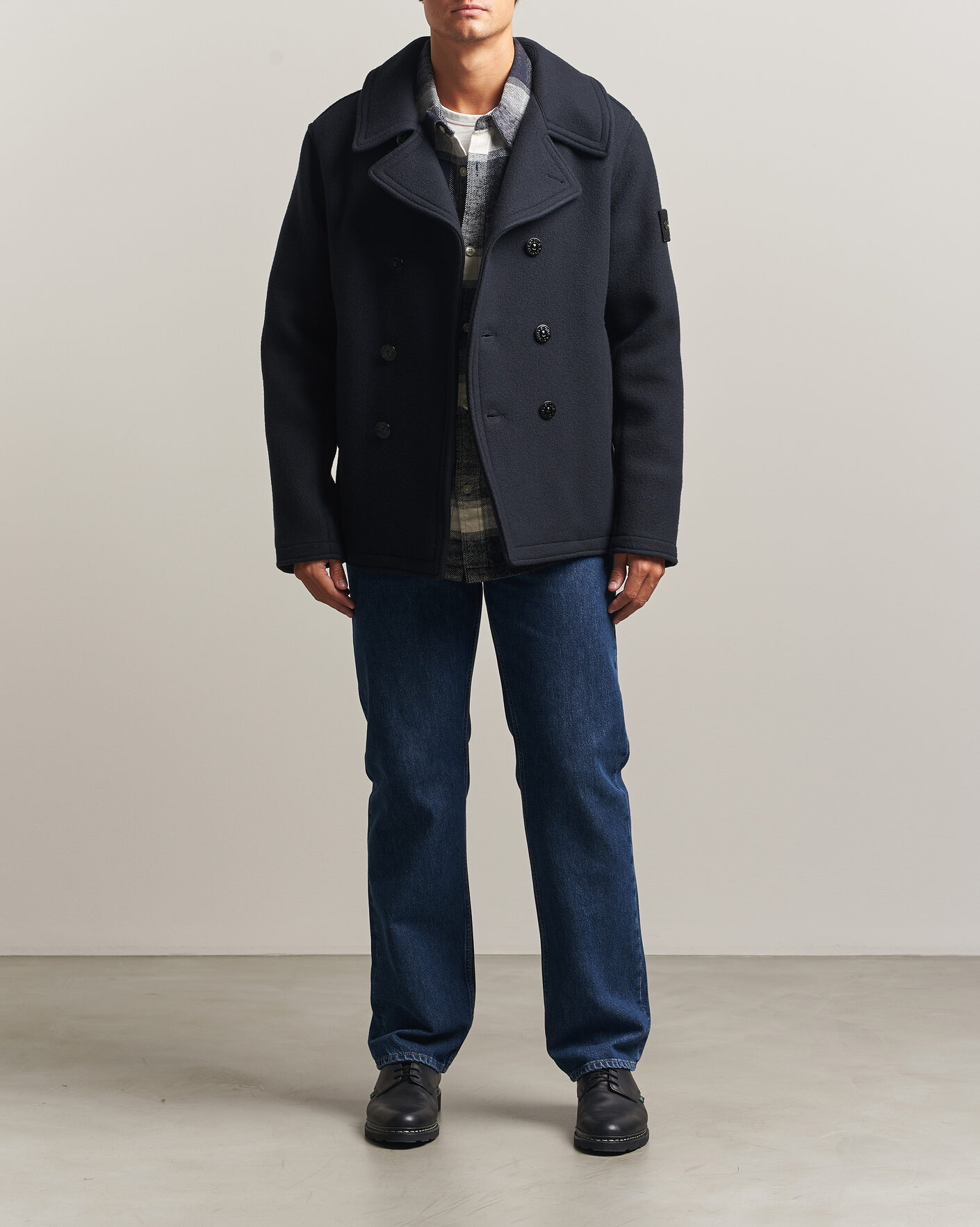 Hombres | Abrigos y chaquetas | Stone Island | Heavy Melton Wool Peacoat Navy Blue
