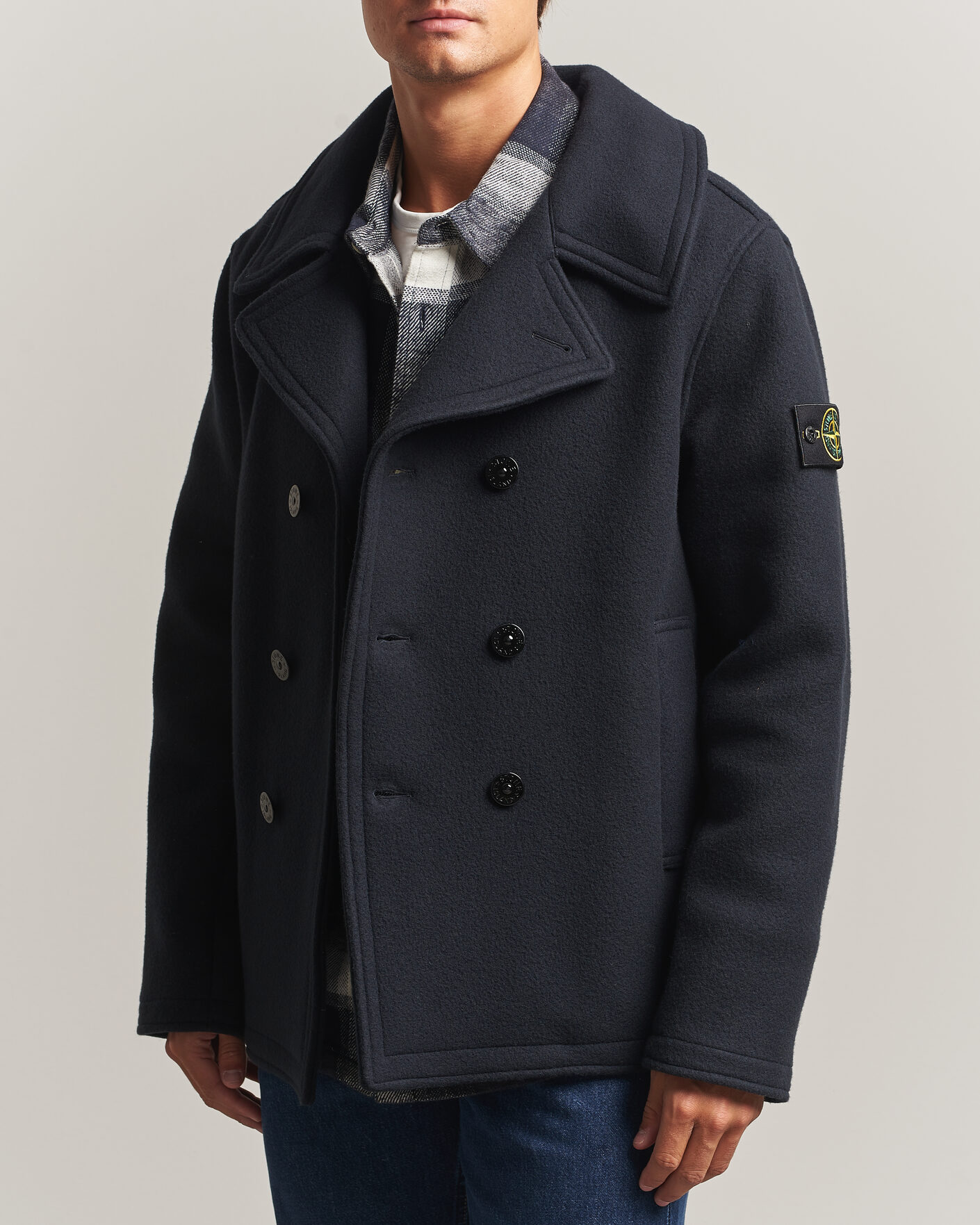 Hombres | Abrigos y chaquetas | Stone Island | Heavy Melton Wool Peacoat Navy Blue