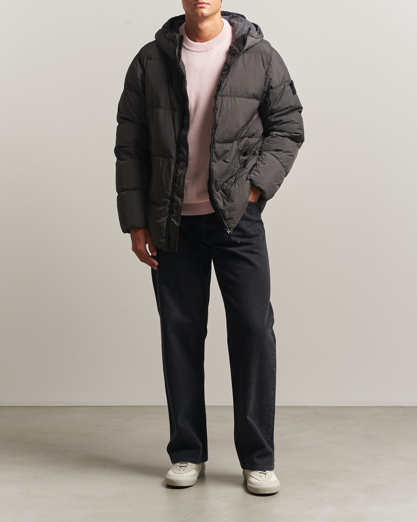Hombres | Abrigos y chaquetas | Stone Island | Crinkle Reps Padded Hood Down Jacket Grey