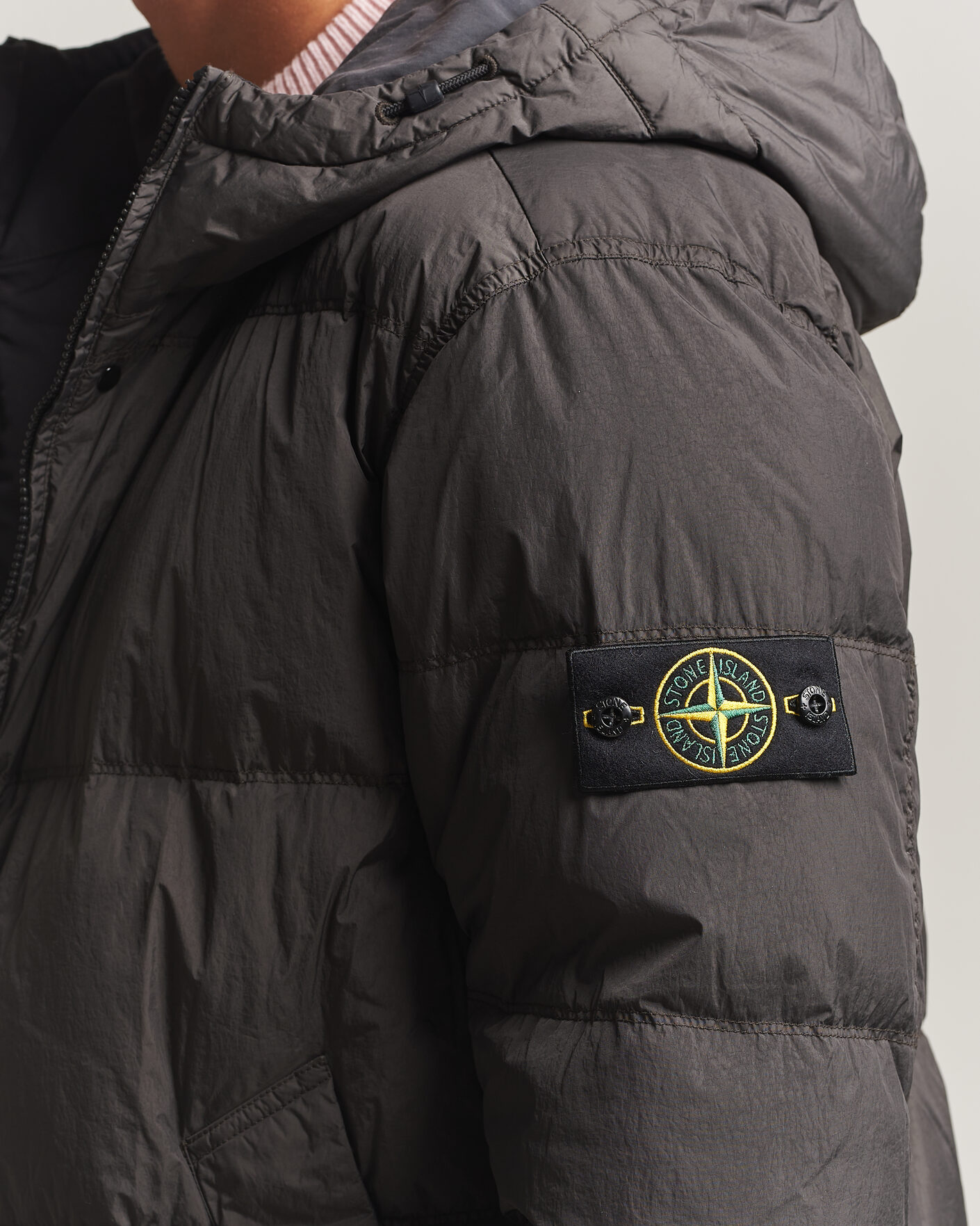 Hombres | Abrigos y chaquetas | Stone Island | Crinkle Reps Padded Hood Down Jacket Grey