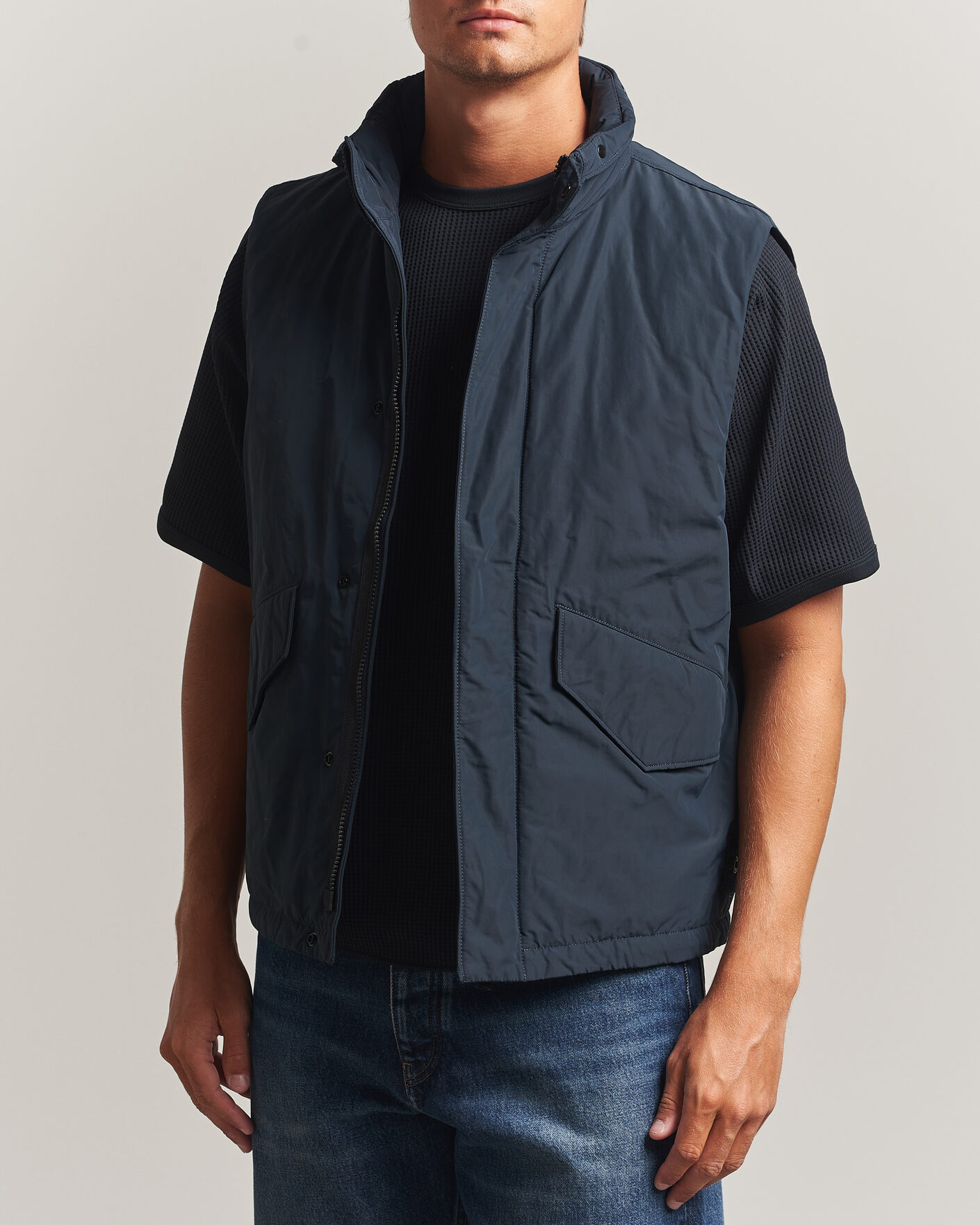Hombres | Chalecos | Stone Island | Micro Twill Padded Vest Navy Blue