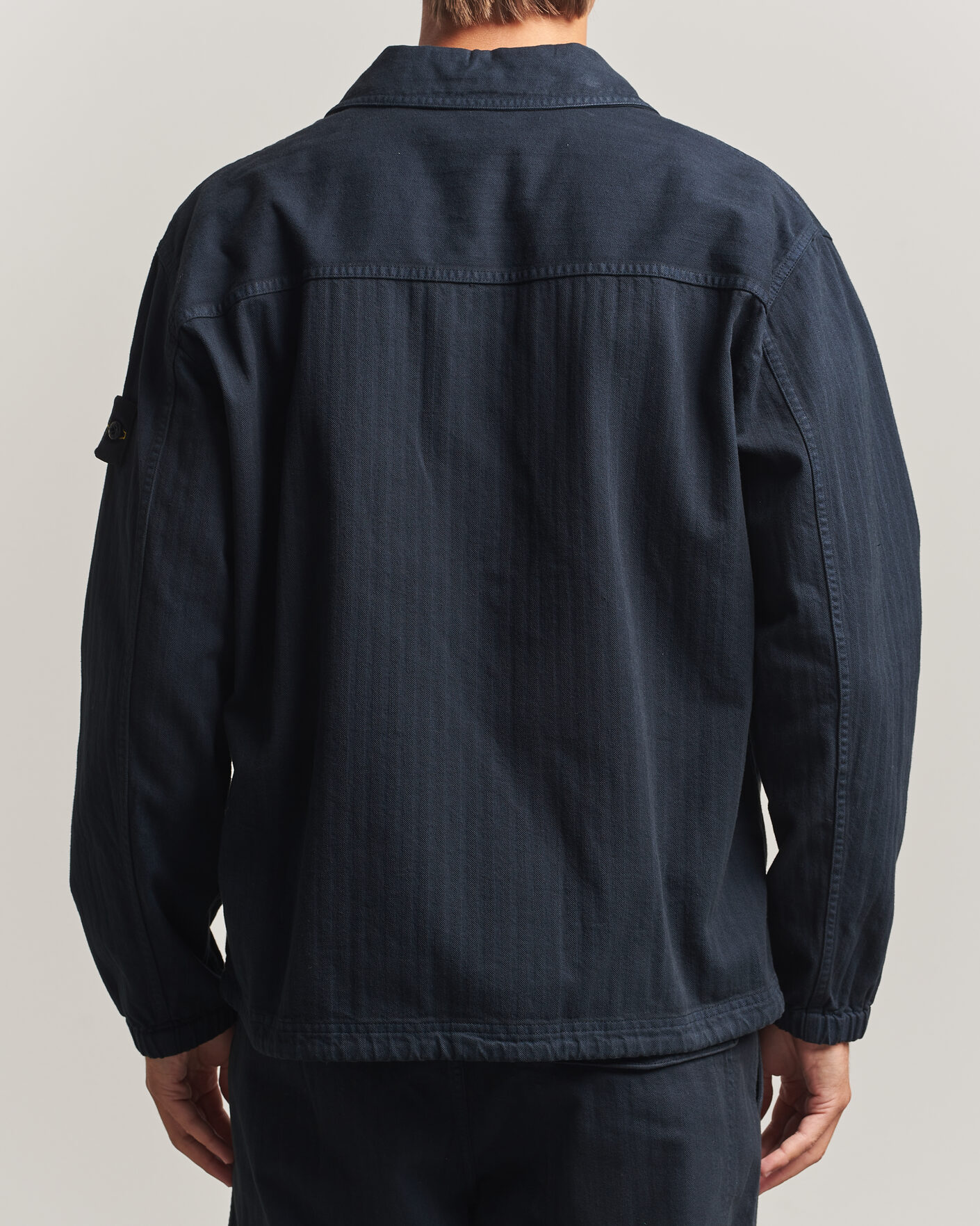 Hombres | Camisas | Stone Island | Garment Dyed Cotton Herringbone Overshirt Navy Blue