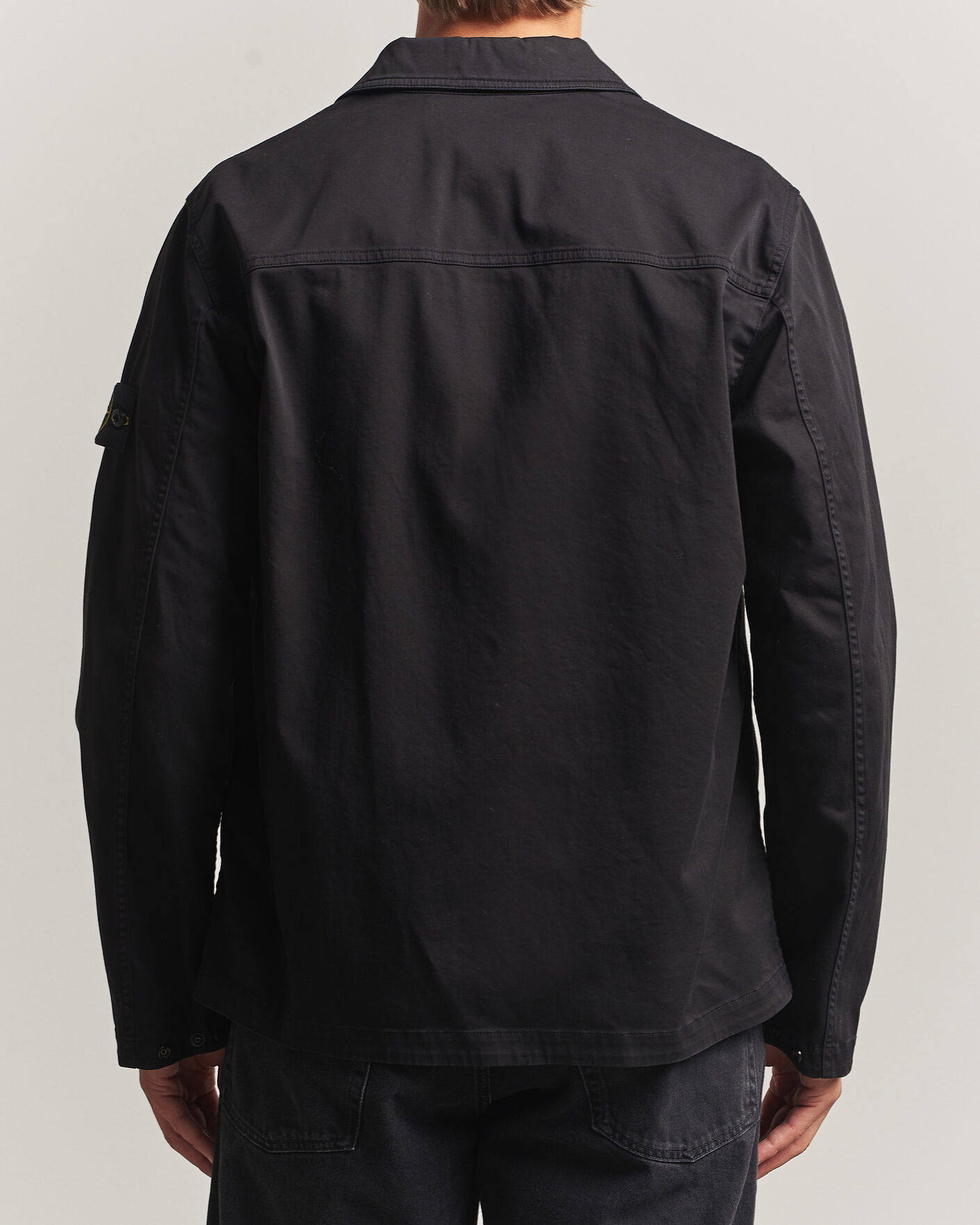 Hombres | Camisas | Stone Island | Organic Cotton Satin Stretch Zip Overshirt Black