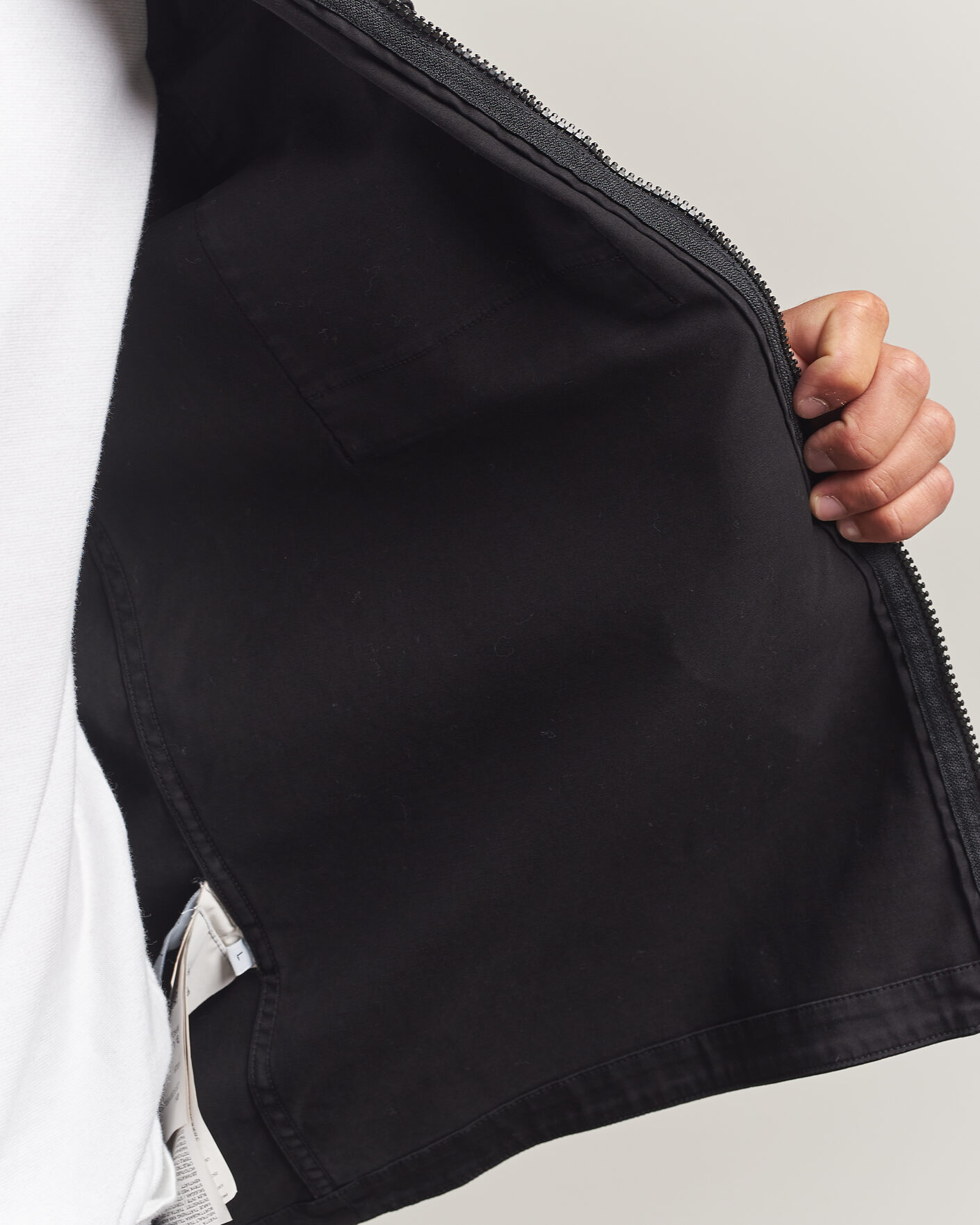 Hombres | Camisas | Stone Island | Organic Cotton Satin Stretch Zip Overshirt Black