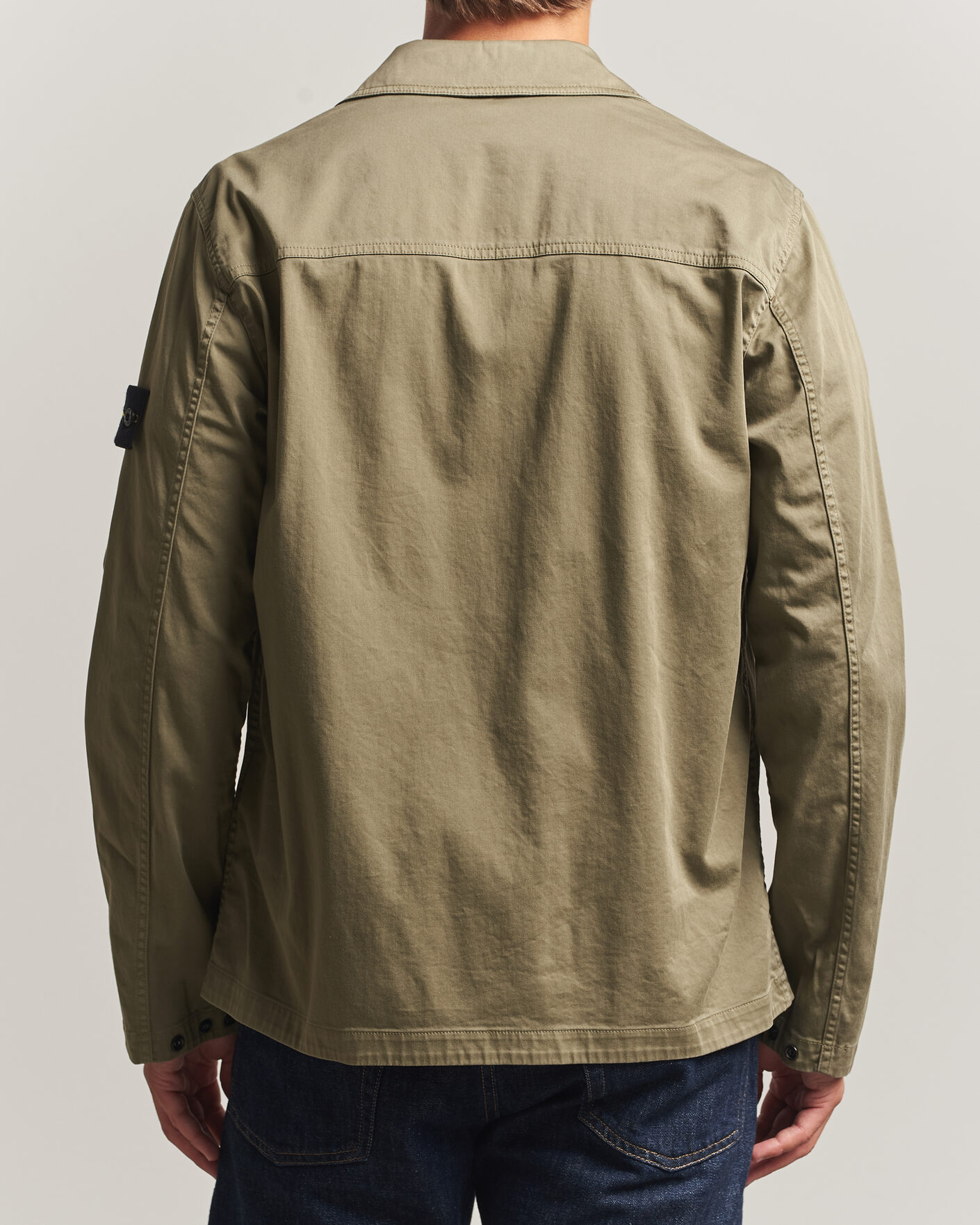 Hombres | Camisas | Stone Island | Organic Cotton Satin Stretch Zip Overshirt Miltary Green