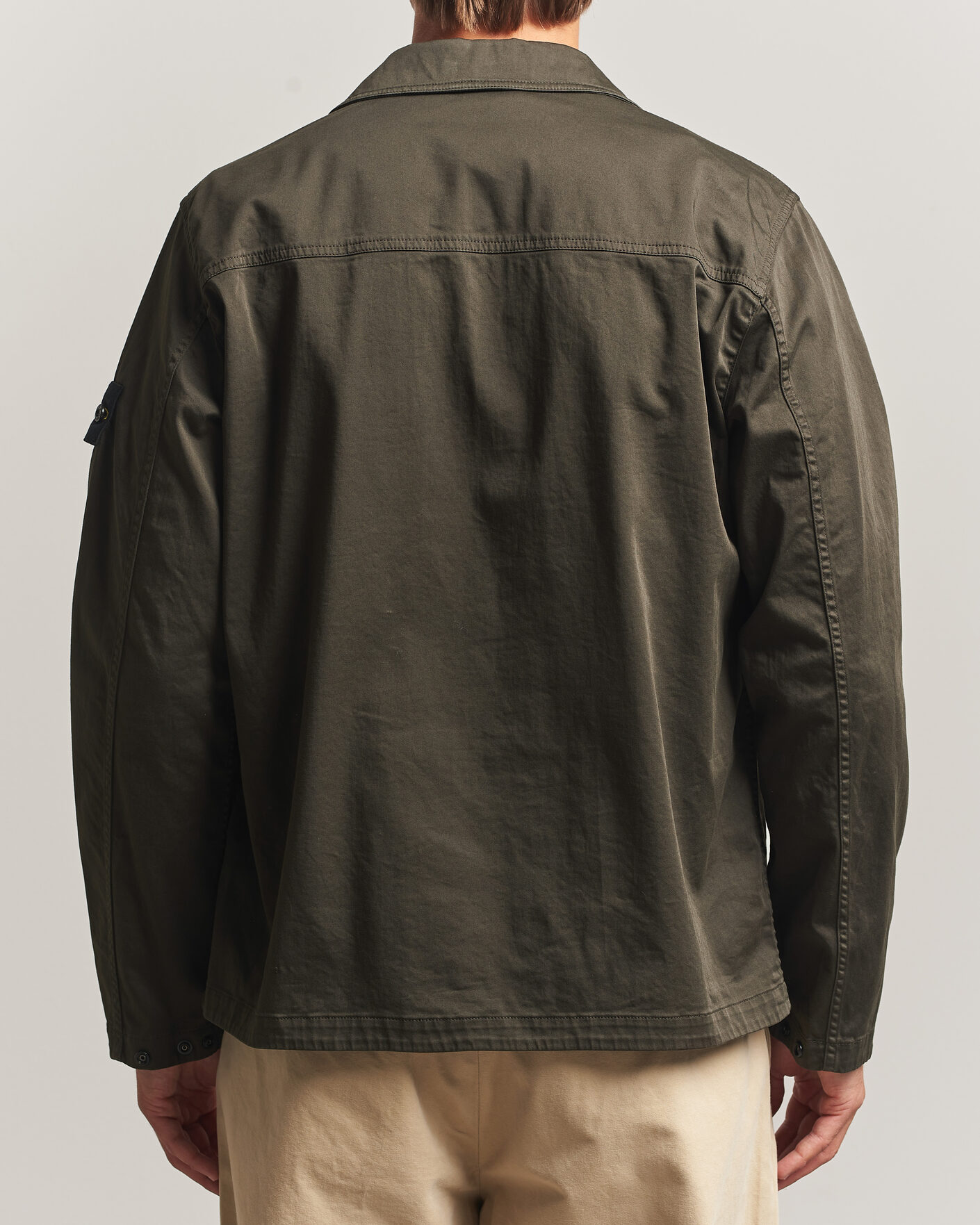 Hombres | Camisas | Stone Island | Organic Cotton Satin Stretch Zip Overshirt Grey