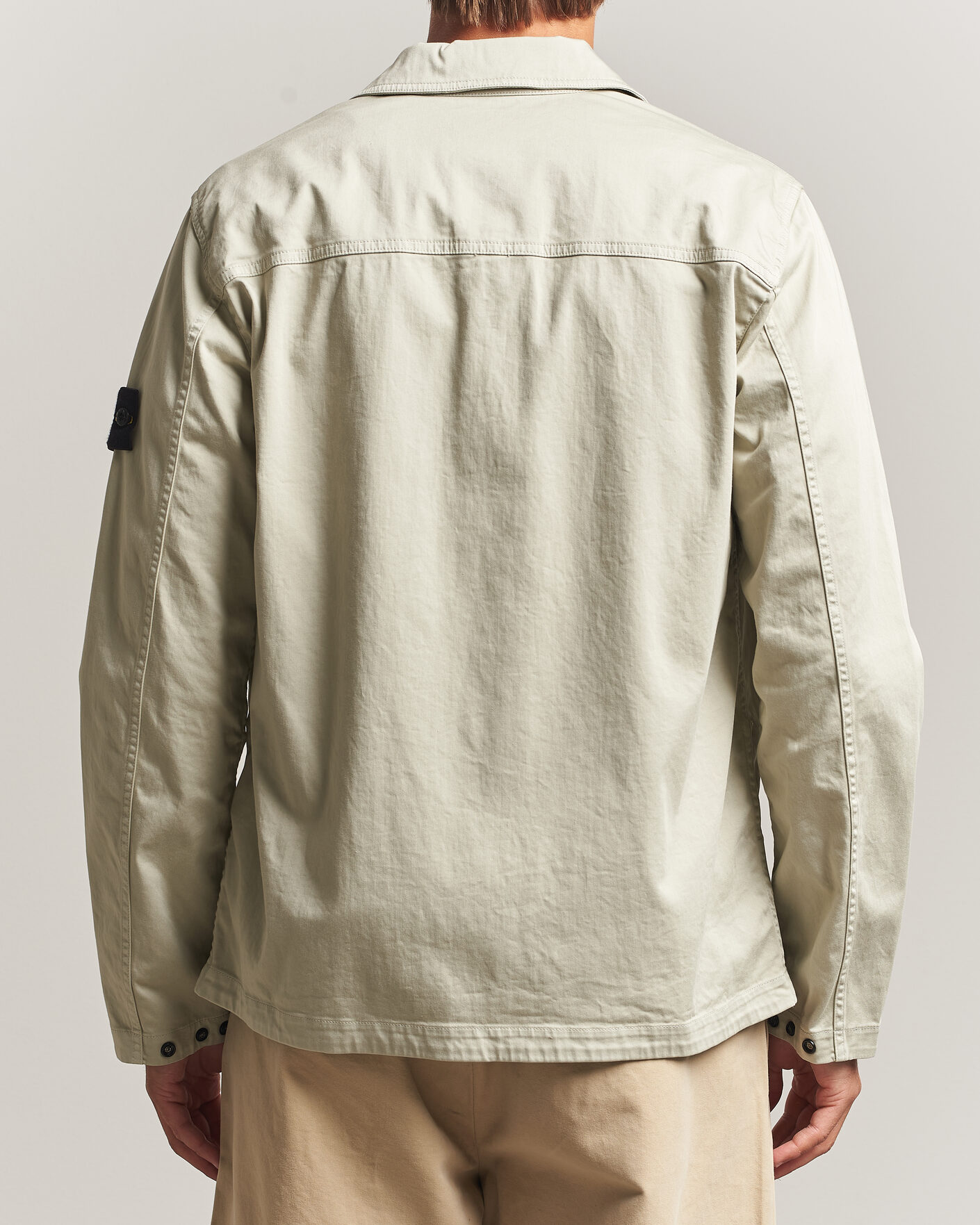 Hombres | Camisas | Stone Island | Organic Cotton Satin Stretch Zip Overshirt Sand