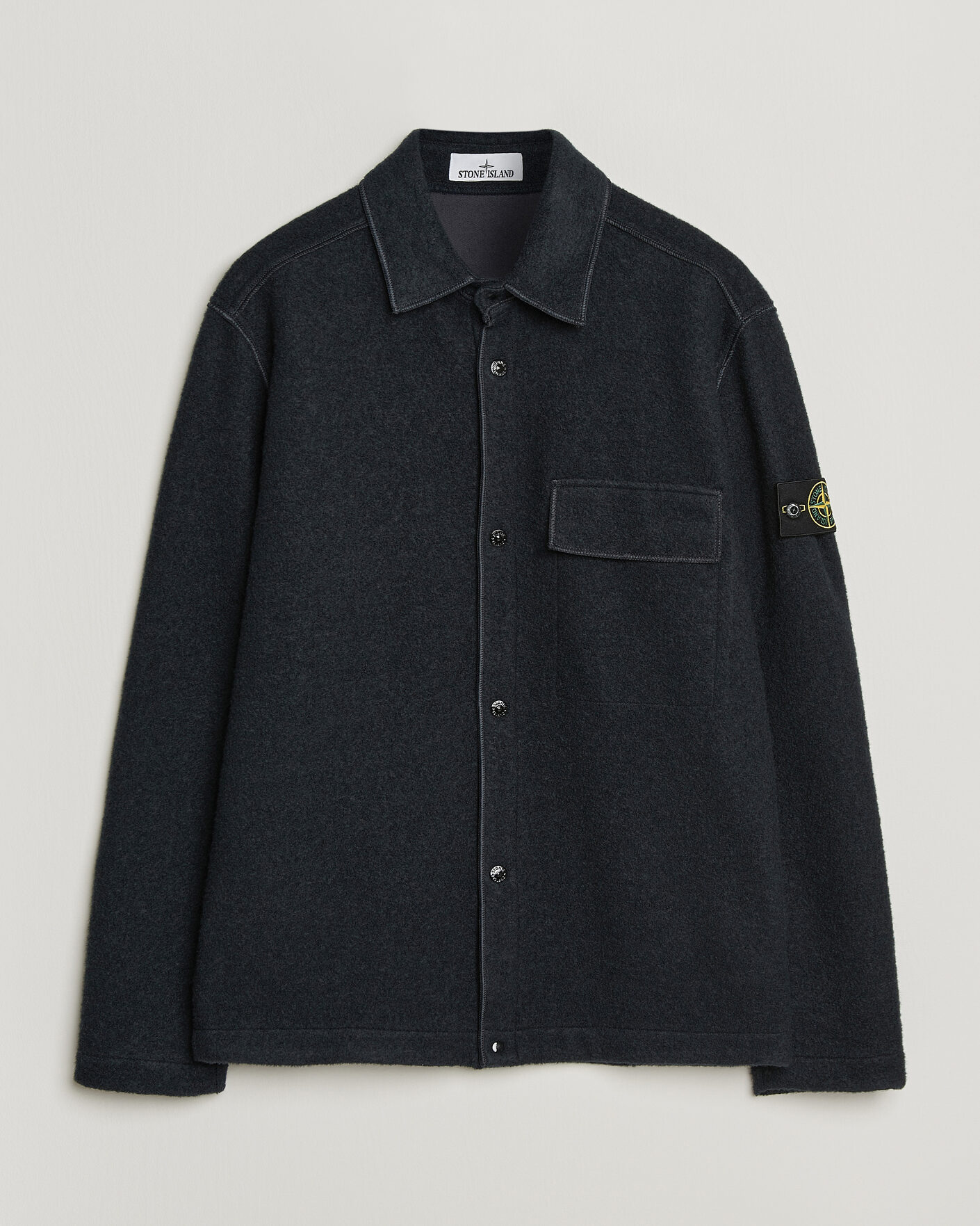 Hombres | Camisas | Stone Island | Micro Bouclé Overshirt Navy Blue