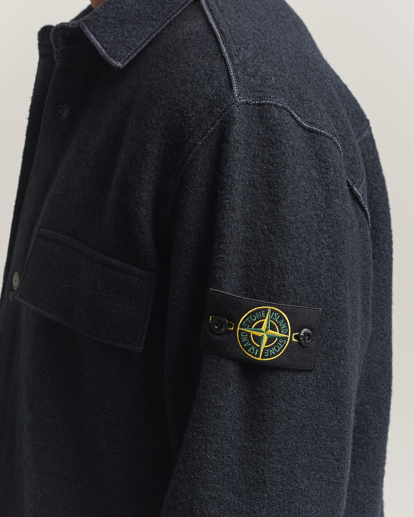 Hombres | Camisas | Stone Island | Micro Bouclé Overshirt Navy Blue