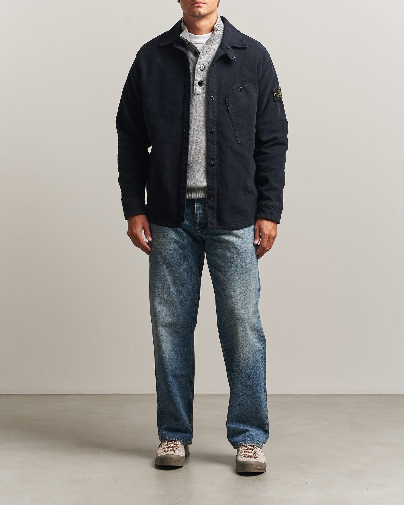Hombres | Camisas | Stone Island | Cotton Moleskin Overshirt Navy Blue
