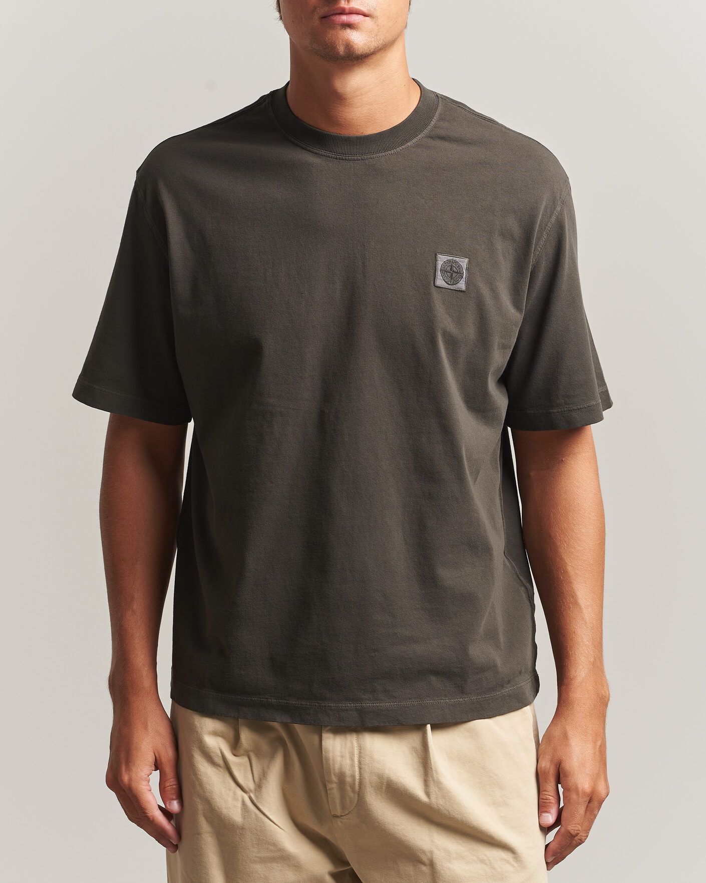 Hombres | Camisetas | Stone Island | Combed Organic Cotton T-Shirt Coal Grey