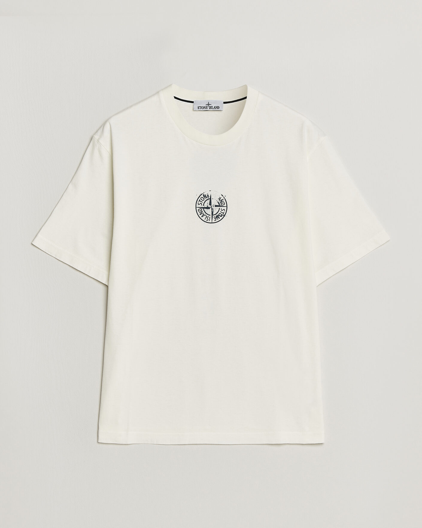 Hombres | Camisetas | Stone Island | Vertical Placement Print Cotton T-Shirt Ivory