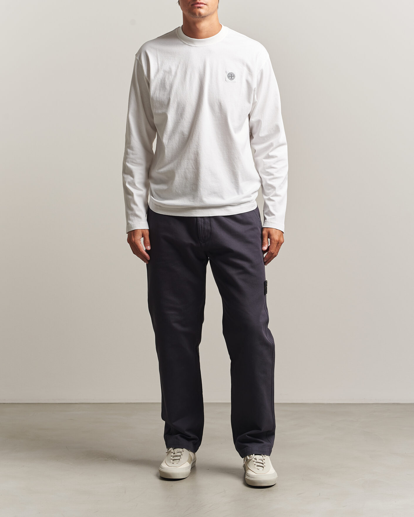 Hombres | Camisetas | Stone Island | Organic Cotton Jersey Long Sleeve T-Shirt White
