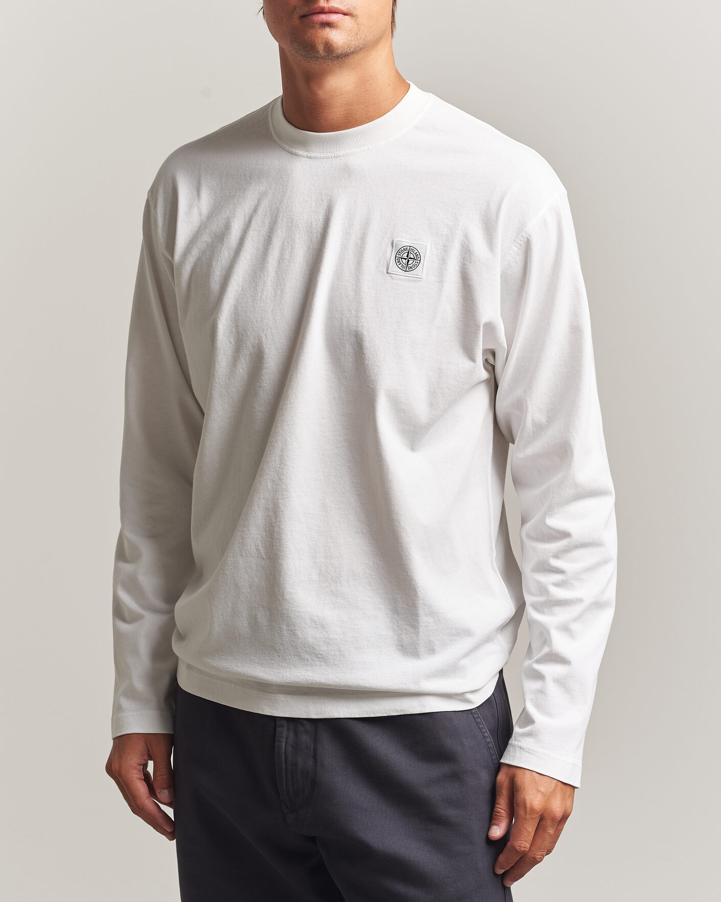 Hombres | Camisetas | Stone Island | Organic Cotton Jersey Long Sleeve T-Shirt White