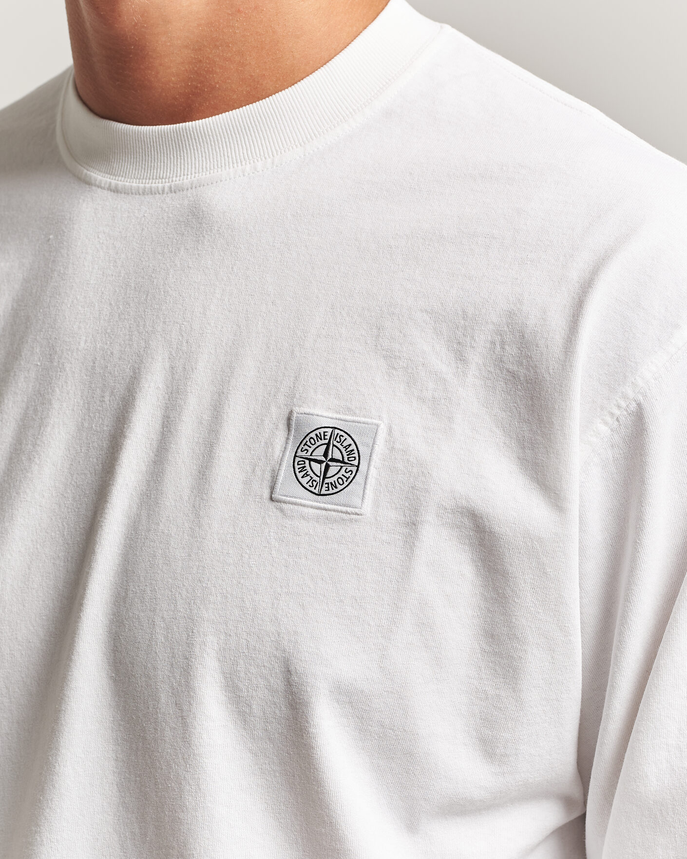 Hombres | Camisetas | Stone Island | Organic Cotton Jersey Long Sleeve T-Shirt White