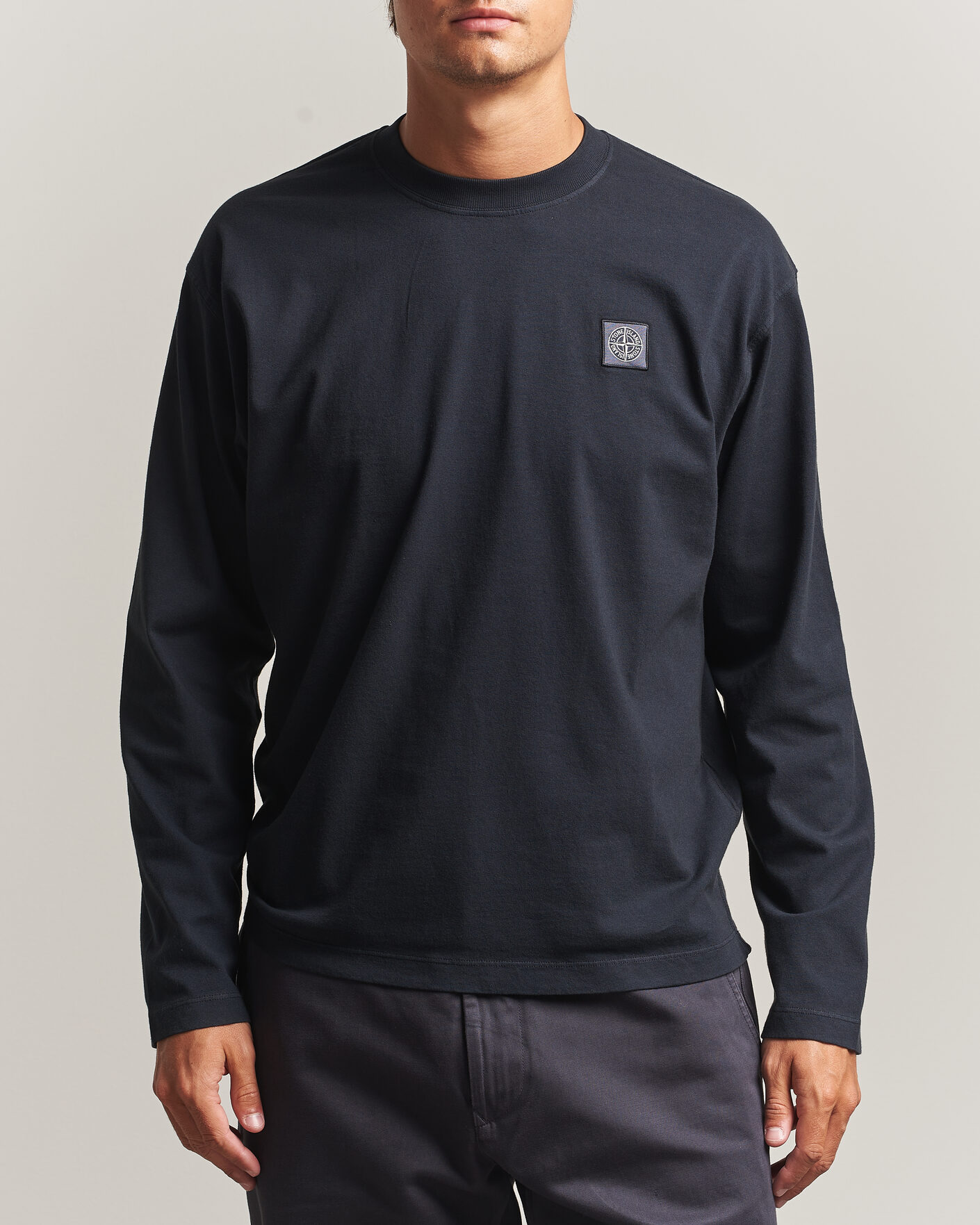 Hombres | Camisetas | Stone Island | Organic Cotton Jersey Long Sleeve T-Shirt Navy Blue