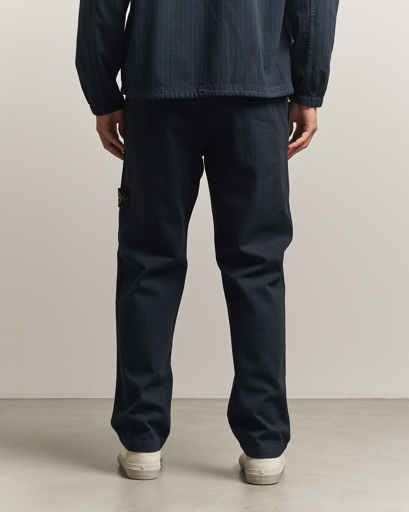 Hombres | Pantalones | Stone Island | Cotton Herringbone Pants Navy Blue
