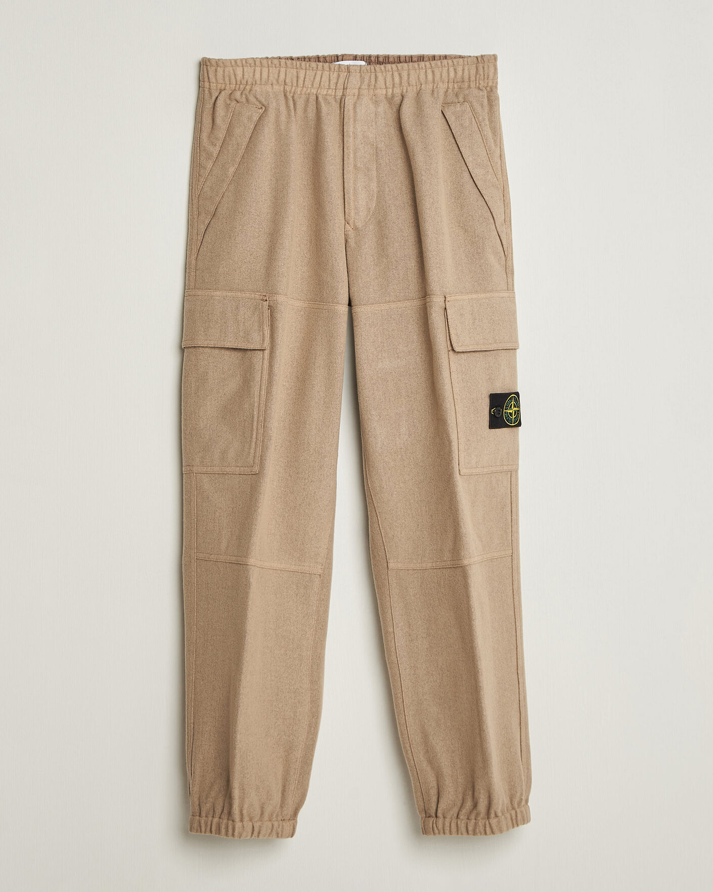 Hombres | Pantalones | Stone Island | Wool/Nylon Flannel Cargo Trousers Biscuit