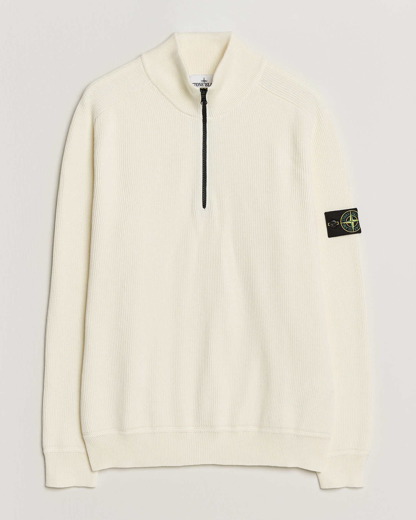 Hombres | Jerséis y prendas de punto | Stone Island | Ribbed Soft Organic Cotton Half-Zip Ivory