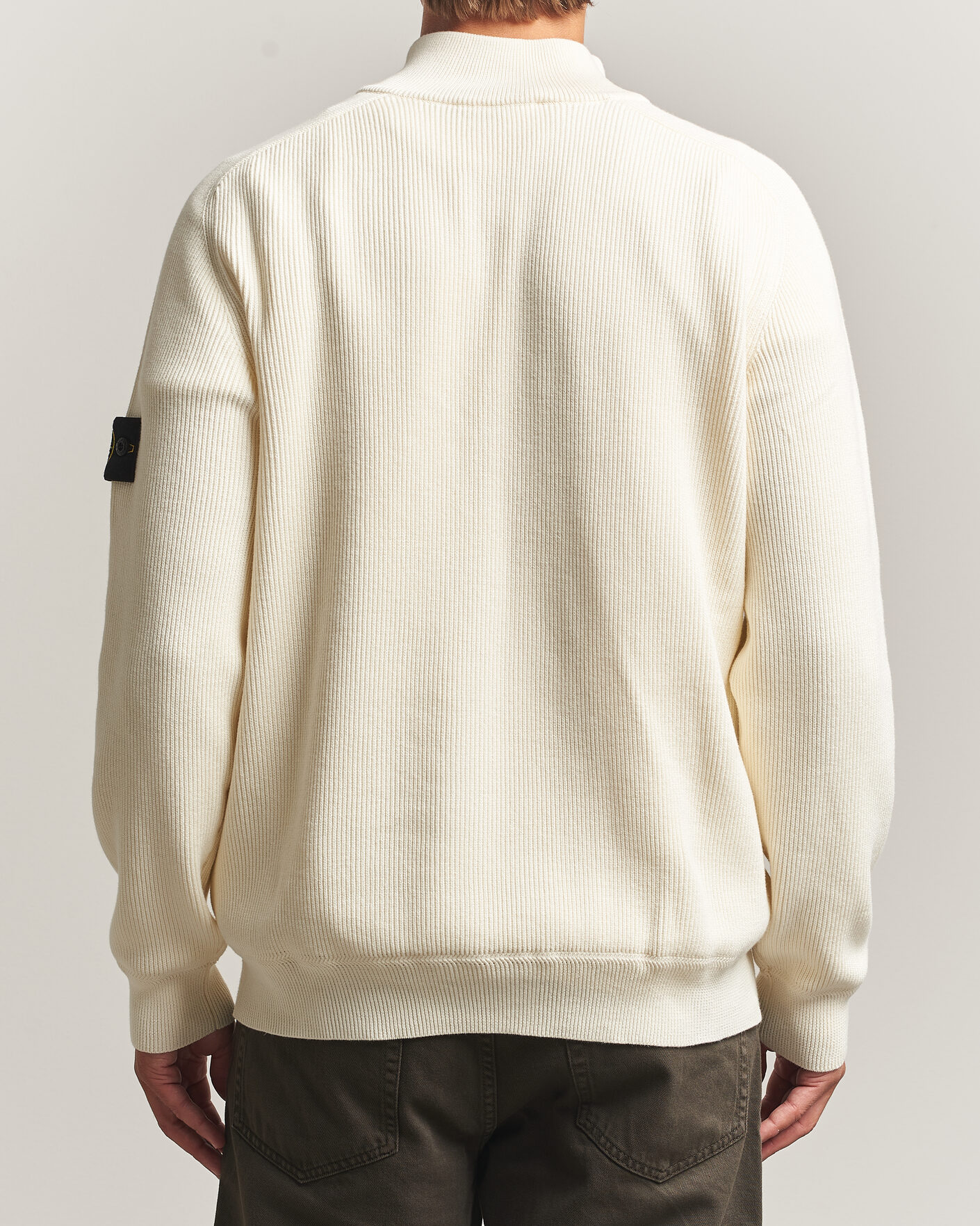 Hombres | Jerséis y prendas de punto | Stone Island | Ribbed Soft Organic Cotton Half-Zip Ivory