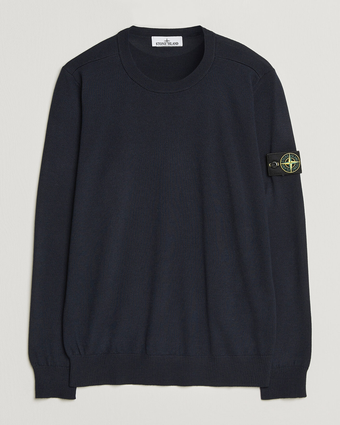 Hombres | Jerséis y prendas de punto | Stone Island | Light Pure Wool Crew Neck Navy Blue