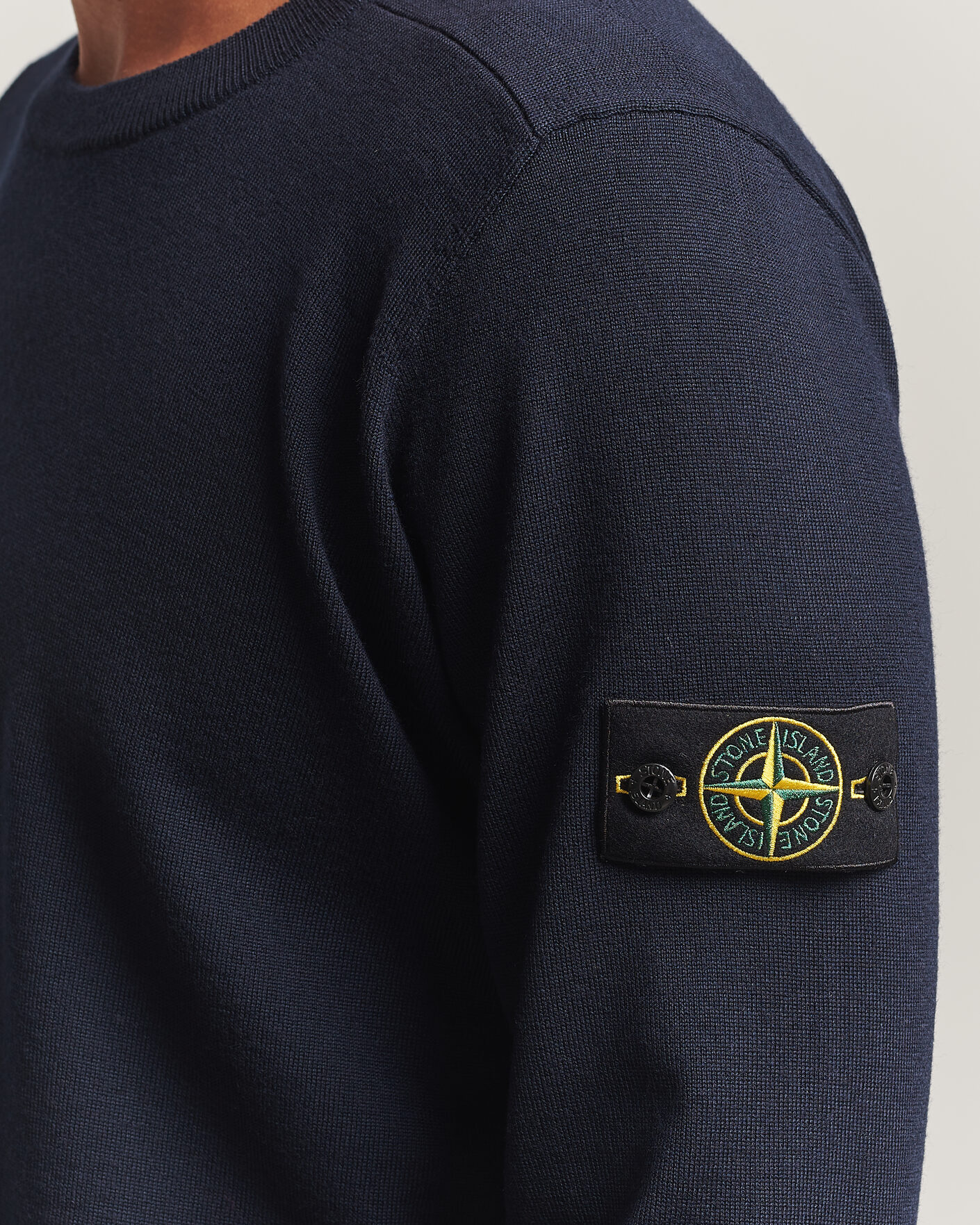 Hombres | Jerséis y prendas de punto | Stone Island | Light Pure Wool Crew Neck Navy Blue
