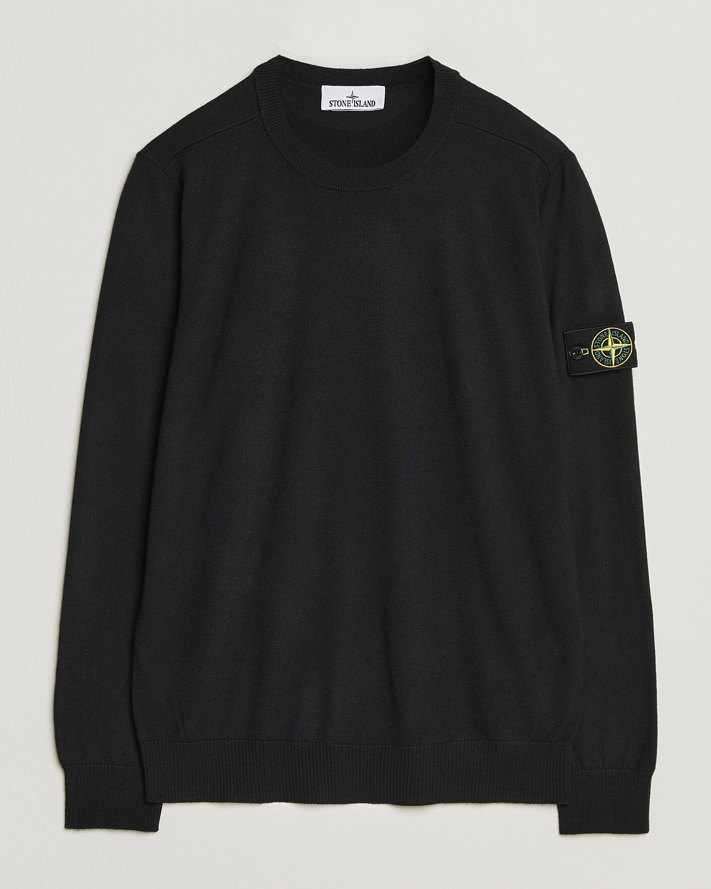 Hombres | Jerséis y prendas de punto | Stone Island | Light Pure Wool Crew Neck Black