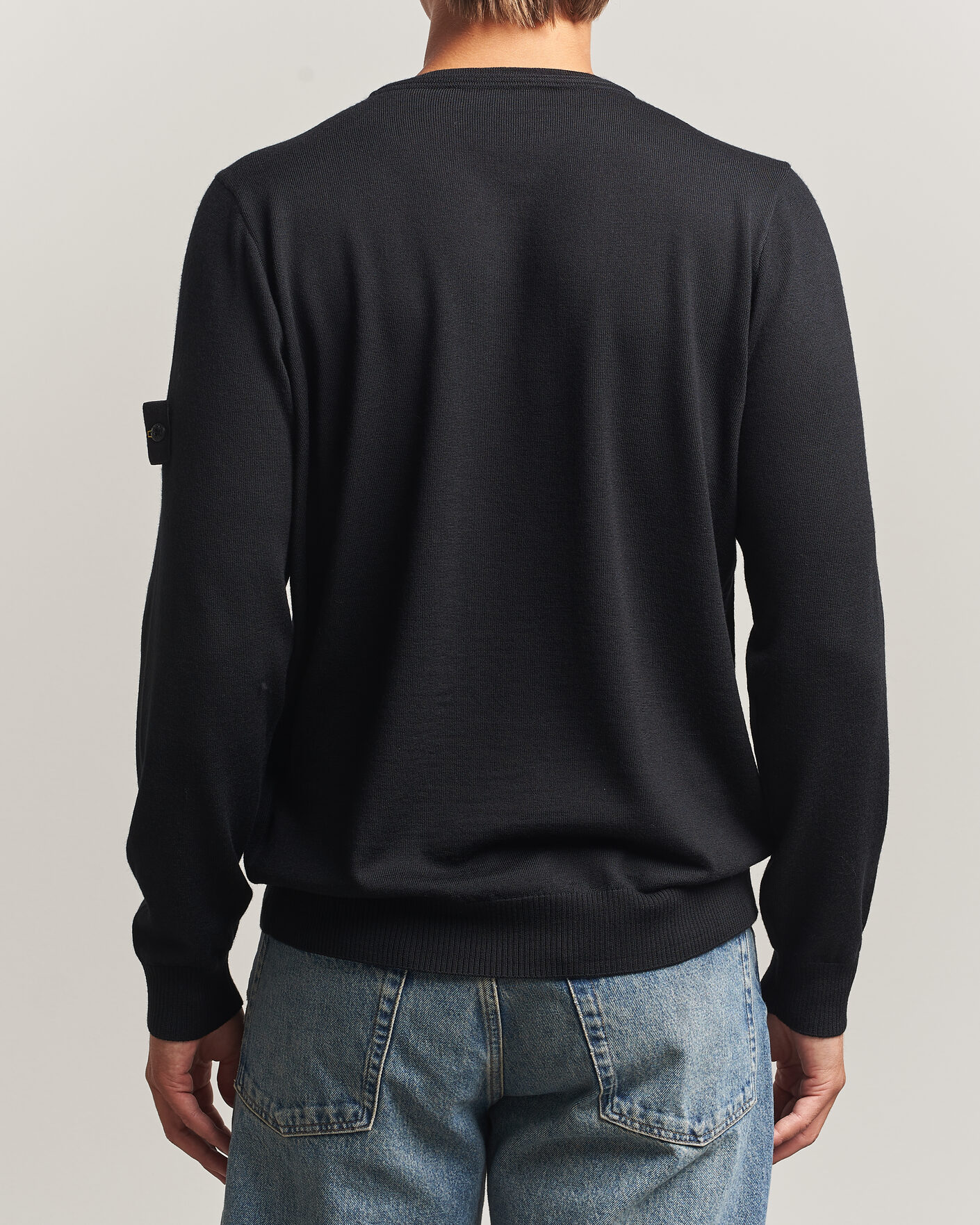 Hombres | Jerséis y prendas de punto | Stone Island | Light Pure Wool Crew Neck Black