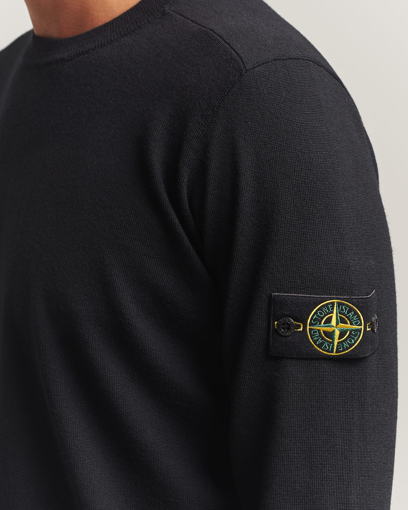 Hombres | Jerséis y prendas de punto | Stone Island | Light Pure Wool Crew Neck Black