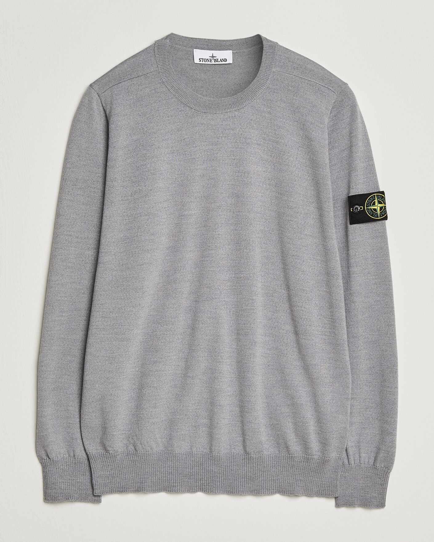 Hombres | Jerséis y prendas de punto | Stone Island | Light Pure Wool Crew Neck Ash Grey Melange