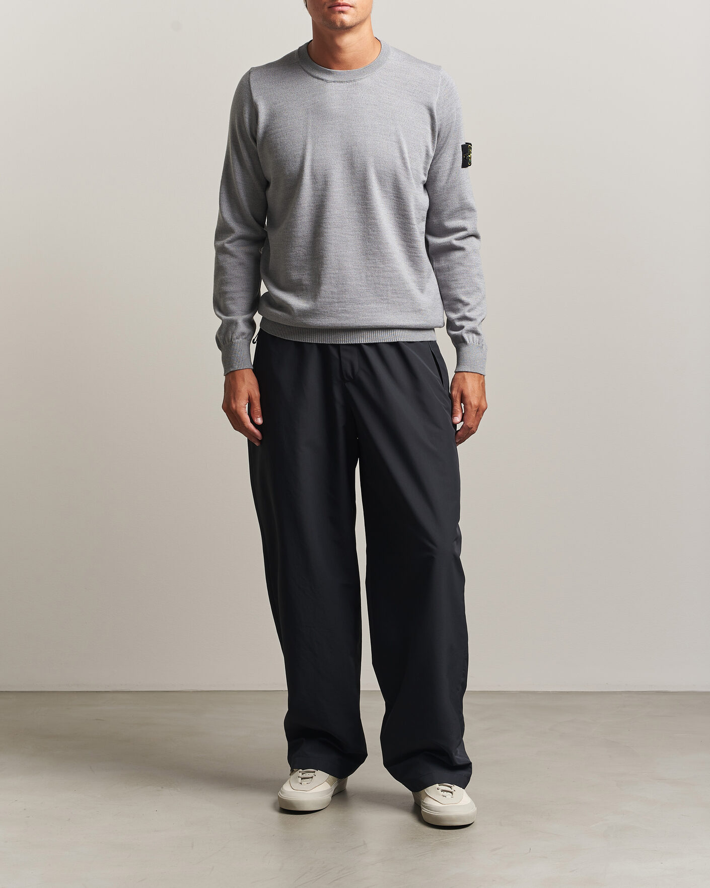 Hombres | Jerséis y prendas de punto | Stone Island | Light Pure Wool Crew Neck Ash Grey Melange