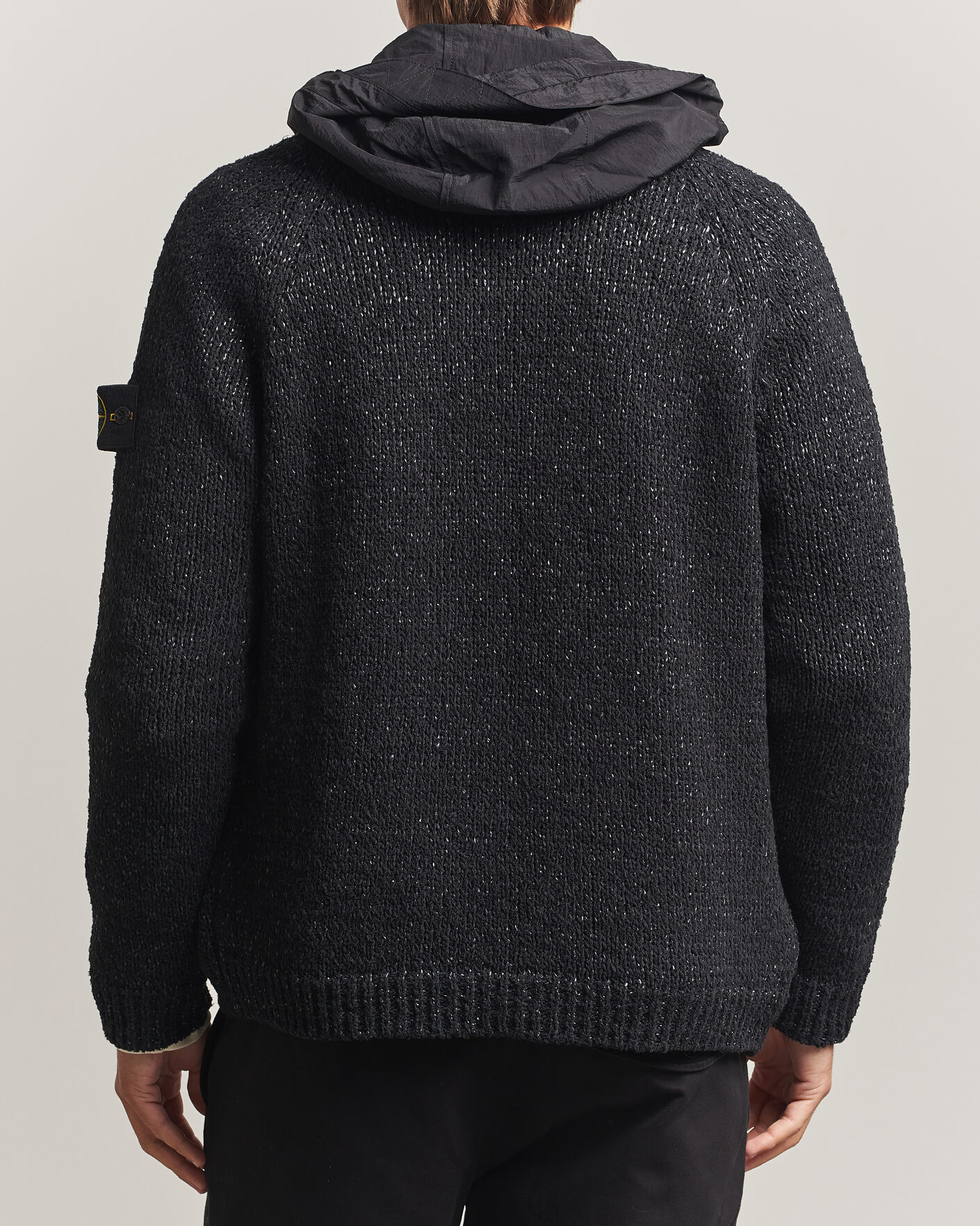 Hombres | Jerséis y prendas de punto | Stone Island | Brushed Cotton/Nylon Reversible Zip Hood Black