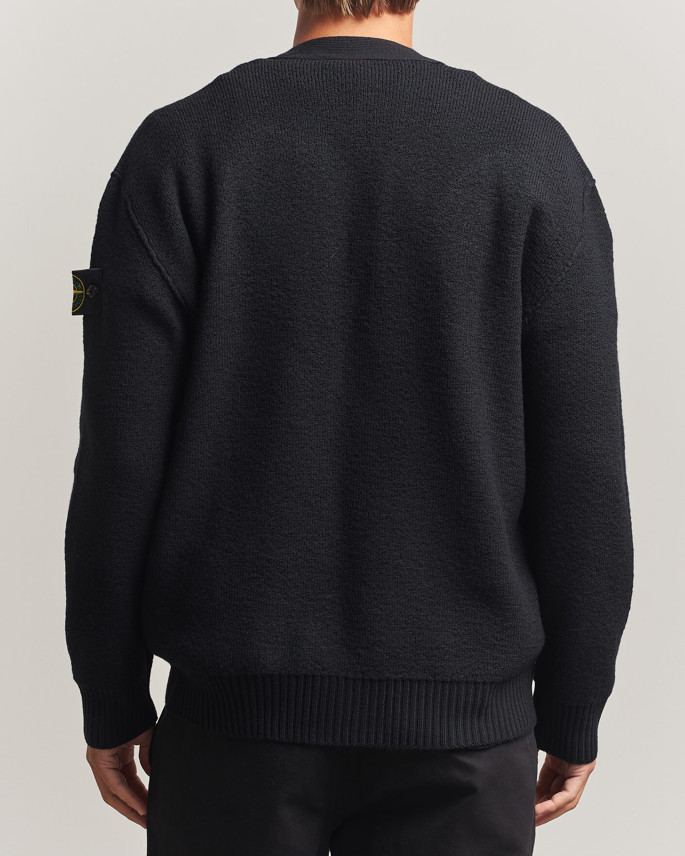 Hombres | Jerséis y prendas de punto | Stone Island | Textured Stitch Wool Cardigan Black