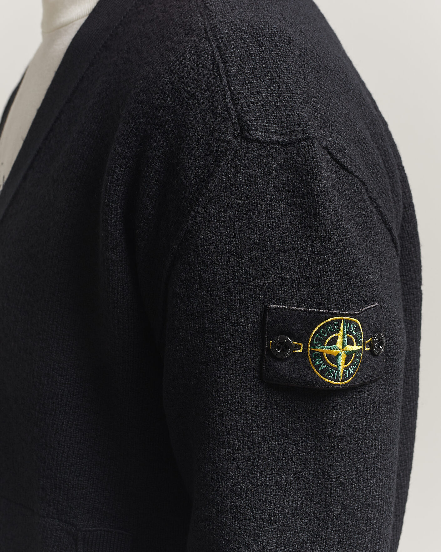 Hombres | Jerséis y prendas de punto | Stone Island | Textured Stitch Wool Cardigan Black