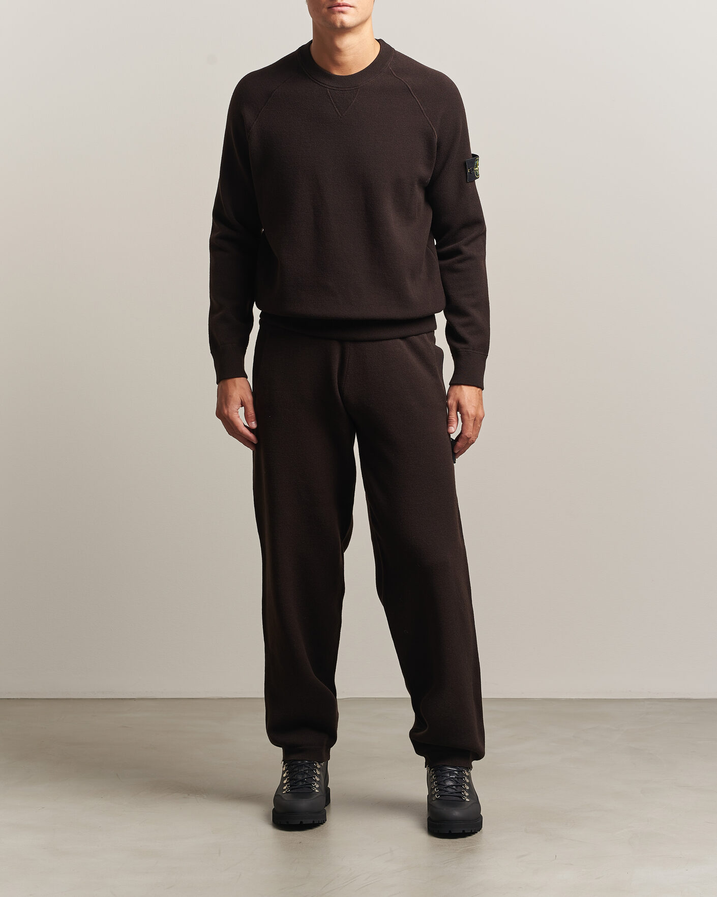 Hombres | Jerséis y prendas de punto | Stone Island | Plush Stitch Stretch Wool Sweat Coal Grey