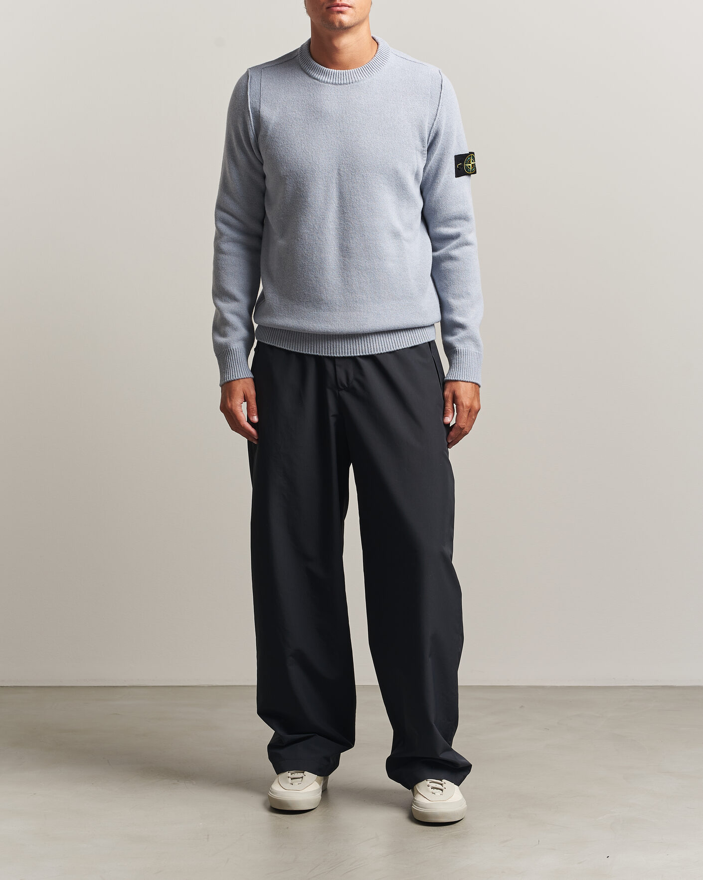 Hombres | Jerséis y prendas de punto | Stone Island | Knitted Lambswool Crew Neck Ash Grey