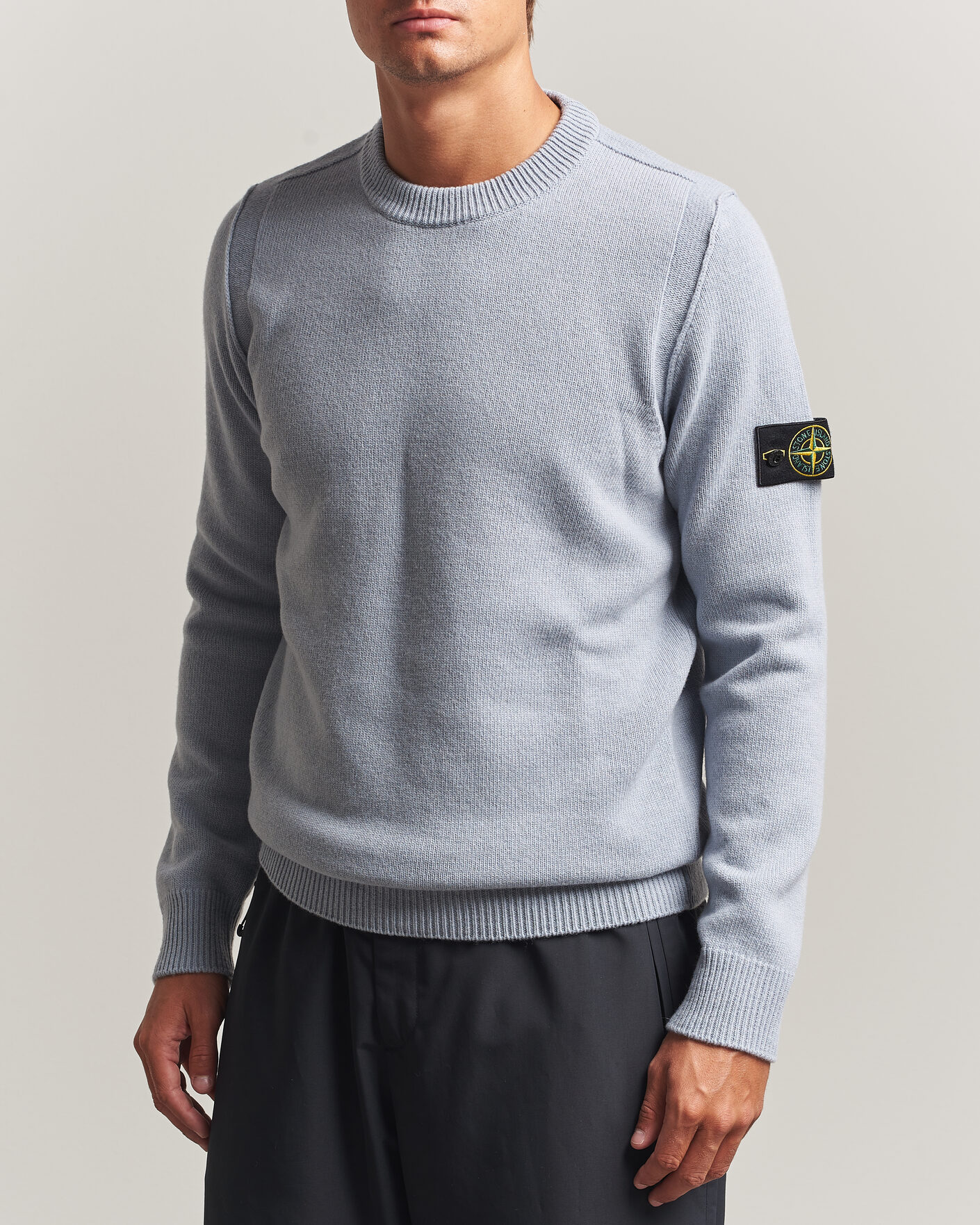 Hombres | Jerséis y prendas de punto | Stone Island | Knitted Lambswool Crew Neck Ash Grey